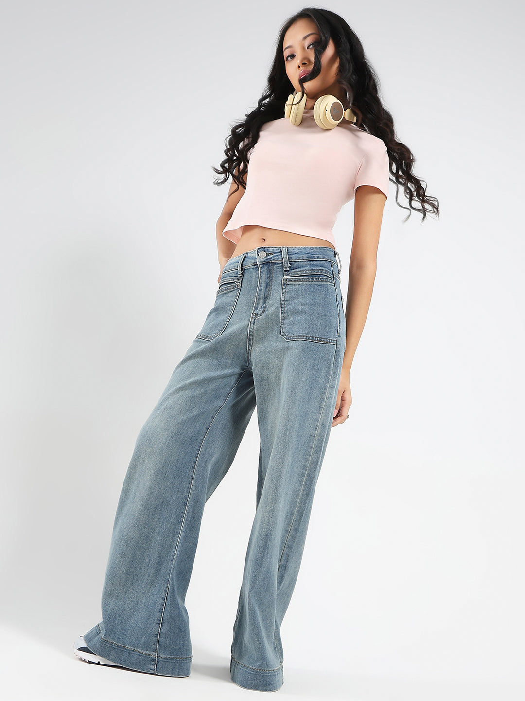 Front Pocket Wide Leg Jeans