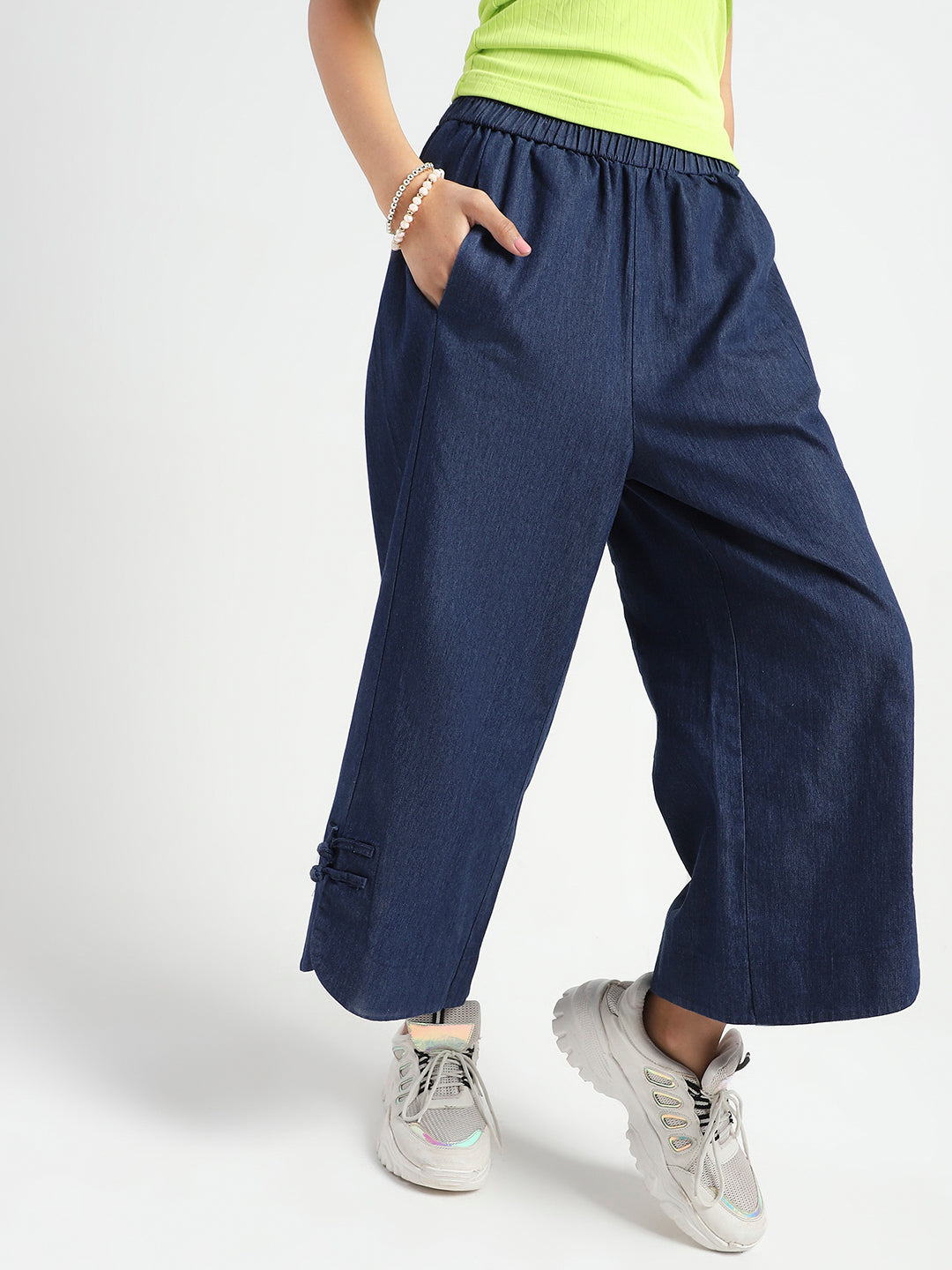Wide Leg High Waist Crop Denim