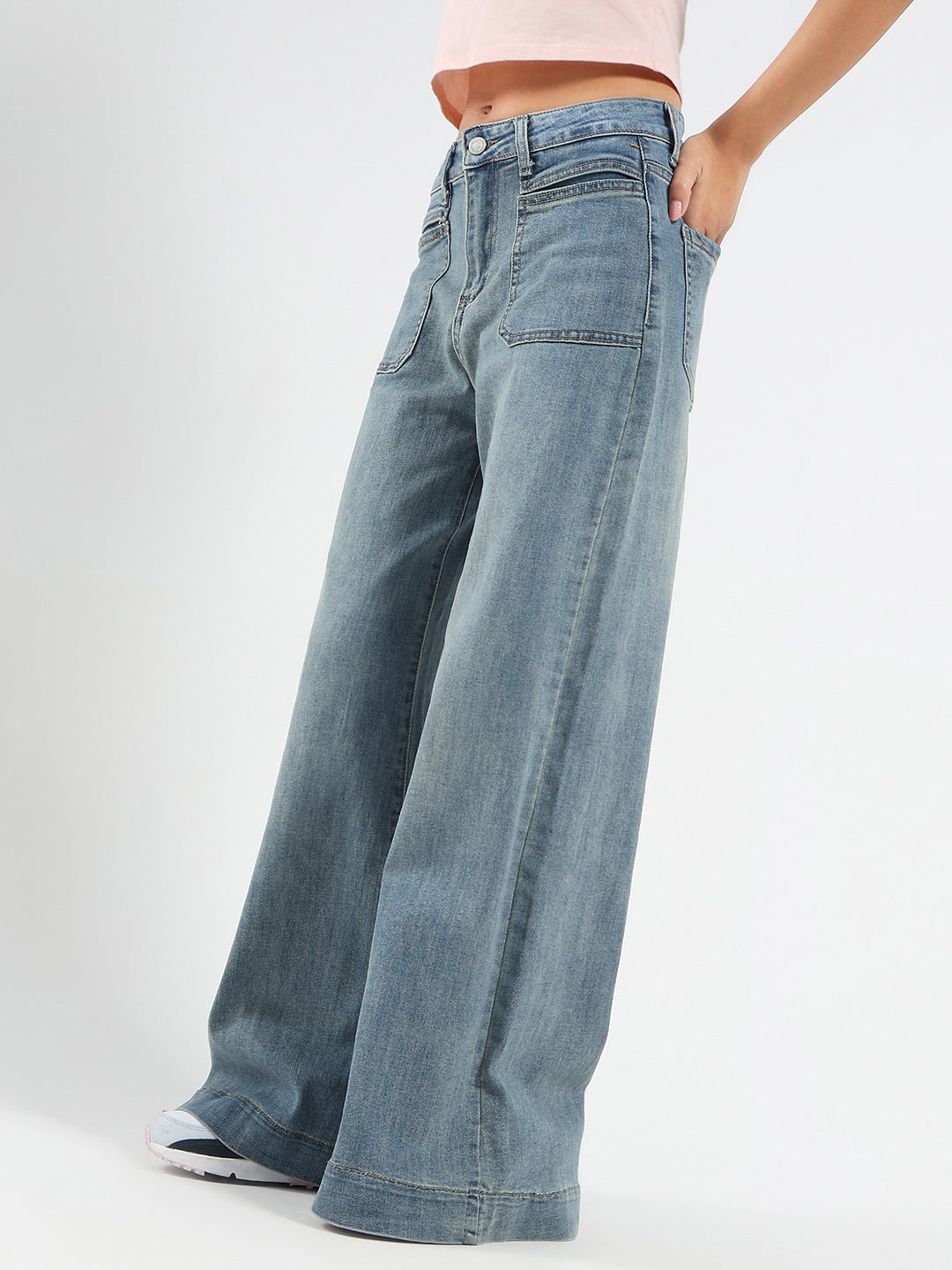Front Pocket Wide Leg Jeans