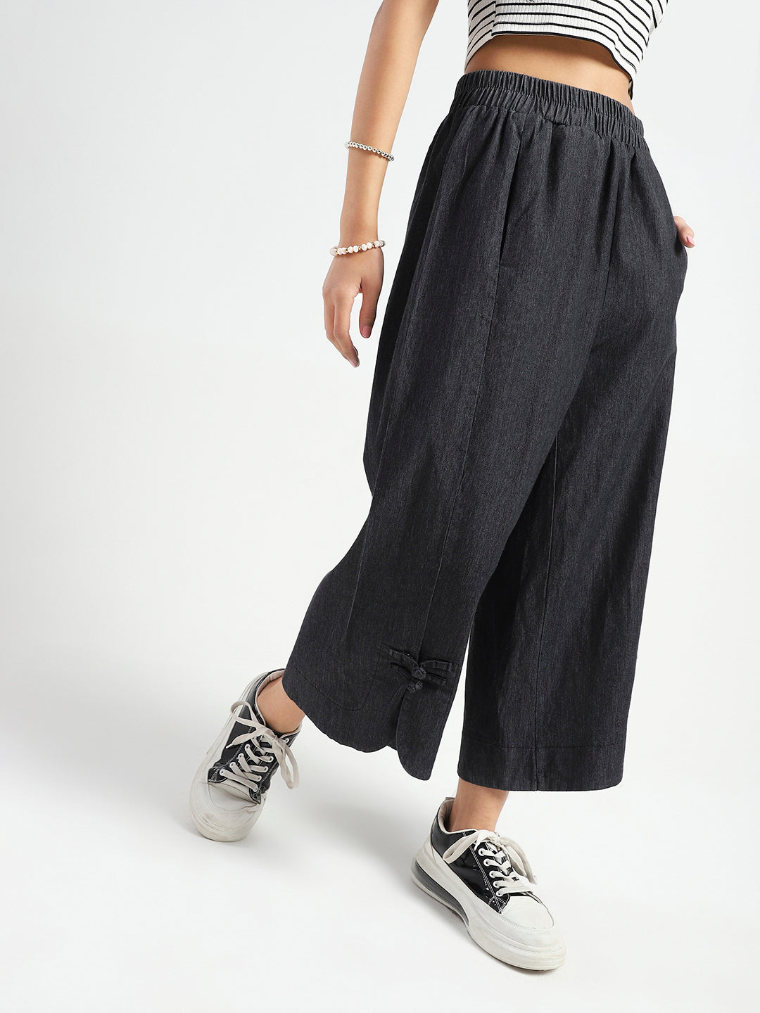 Wide Leg High Waist Crop Denim