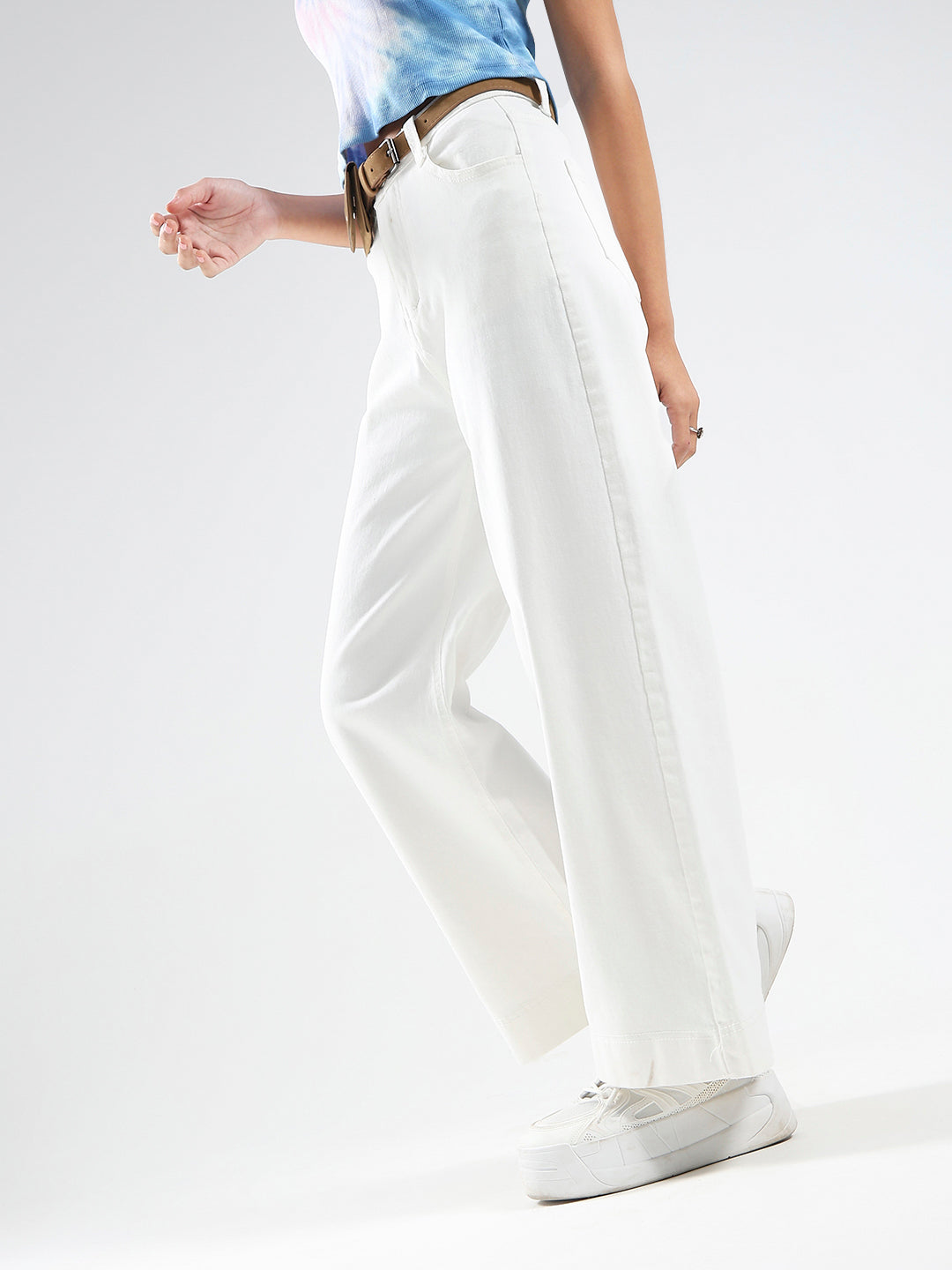White High Waist Wide Leg Jeans