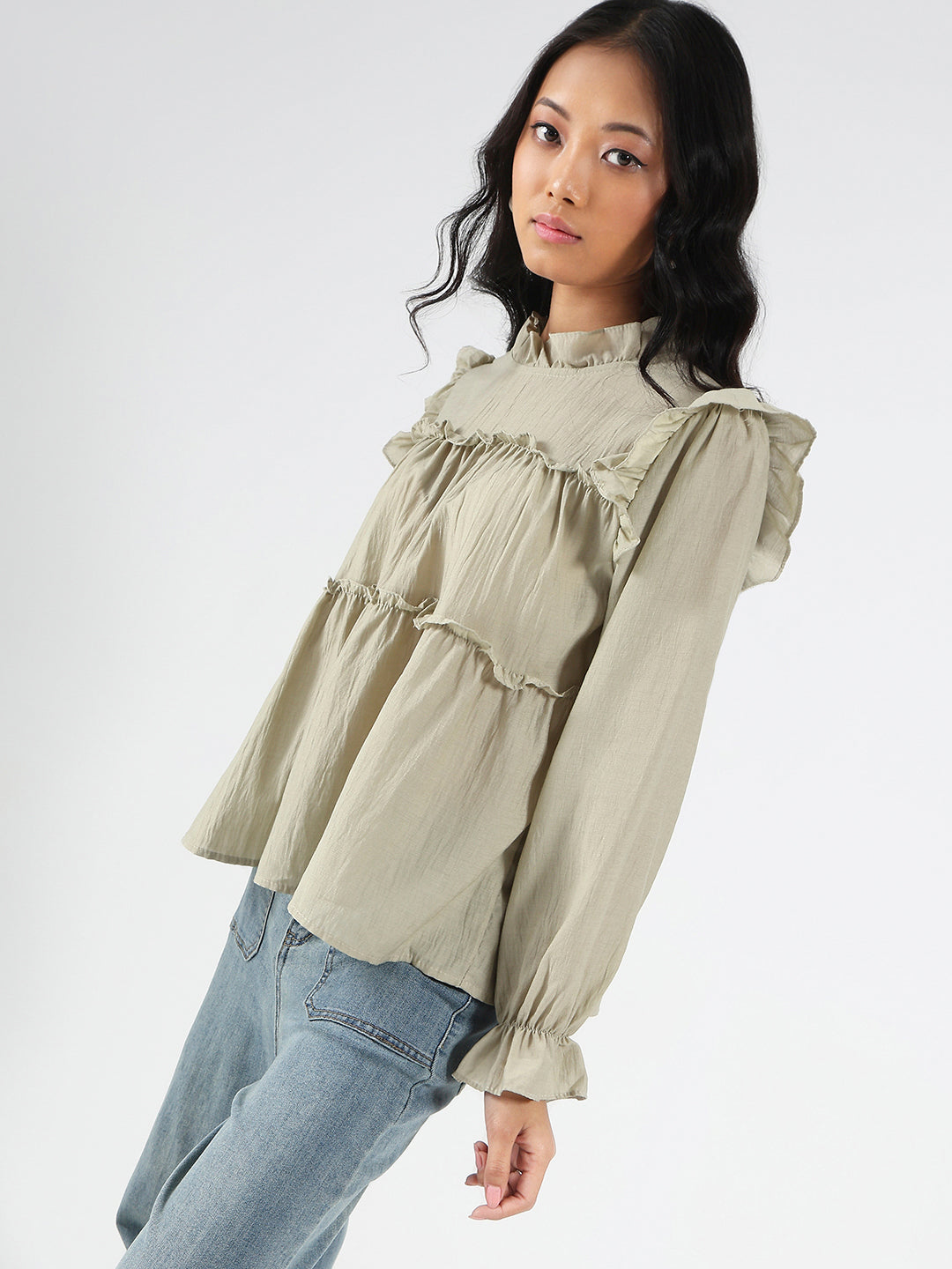 Pista Ruffled Tiered Long Sleeve Flowy Top