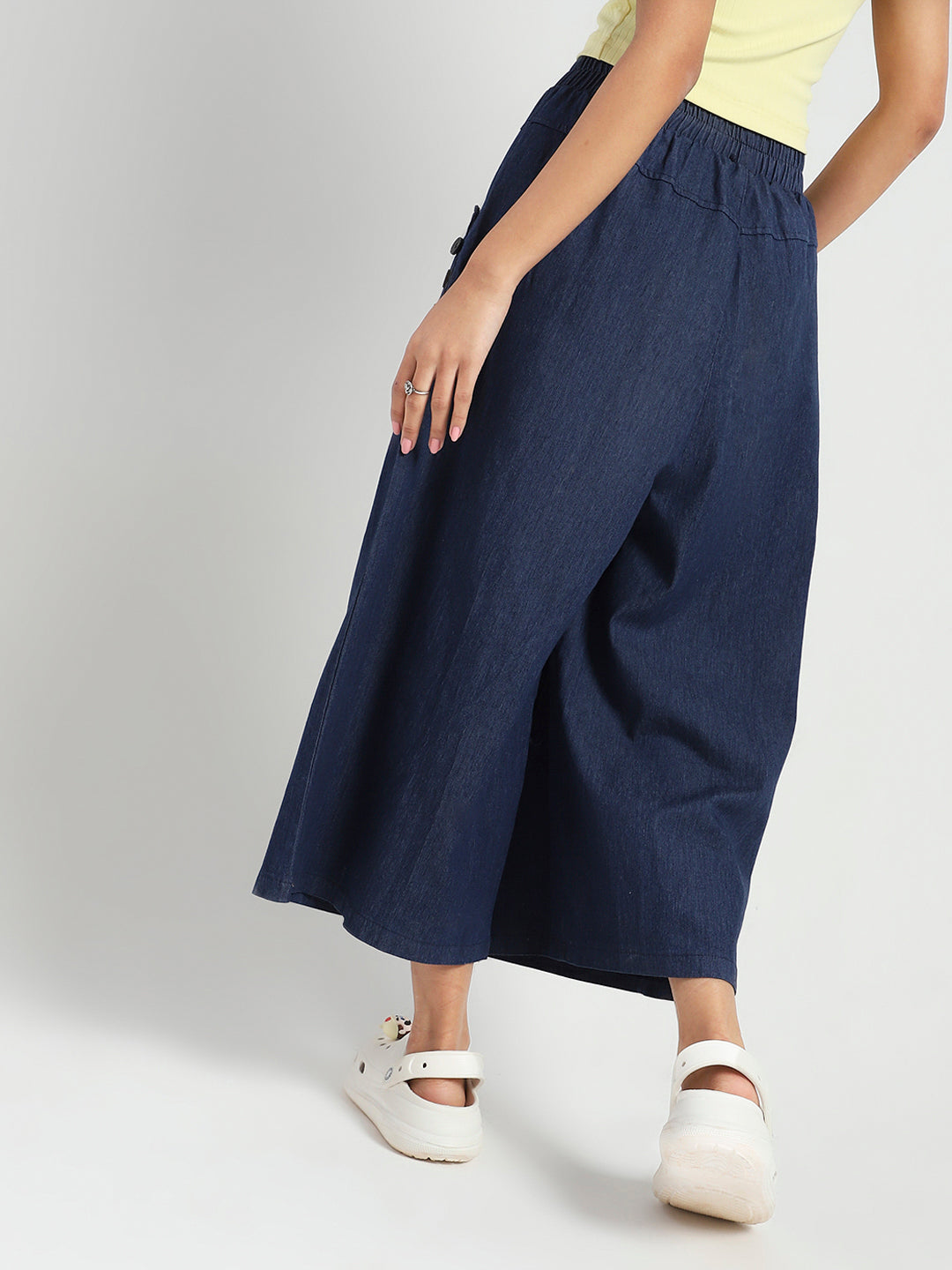 Wide Leg Button Pocket Denim