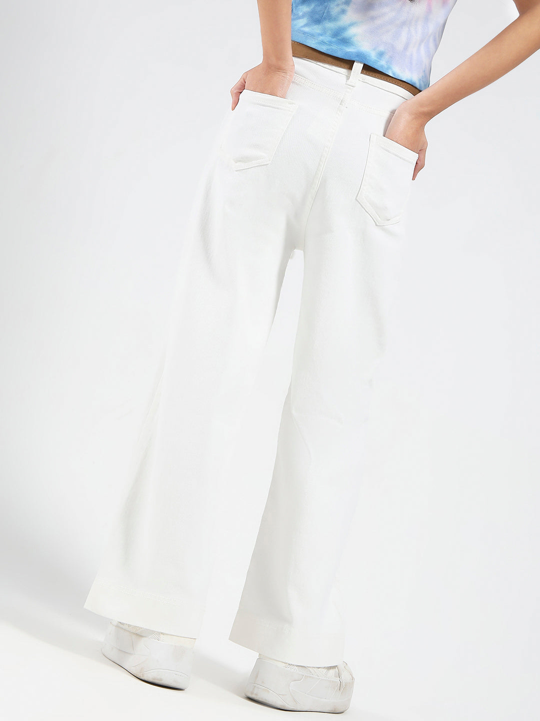 White High Waist Wide Leg Jeans
