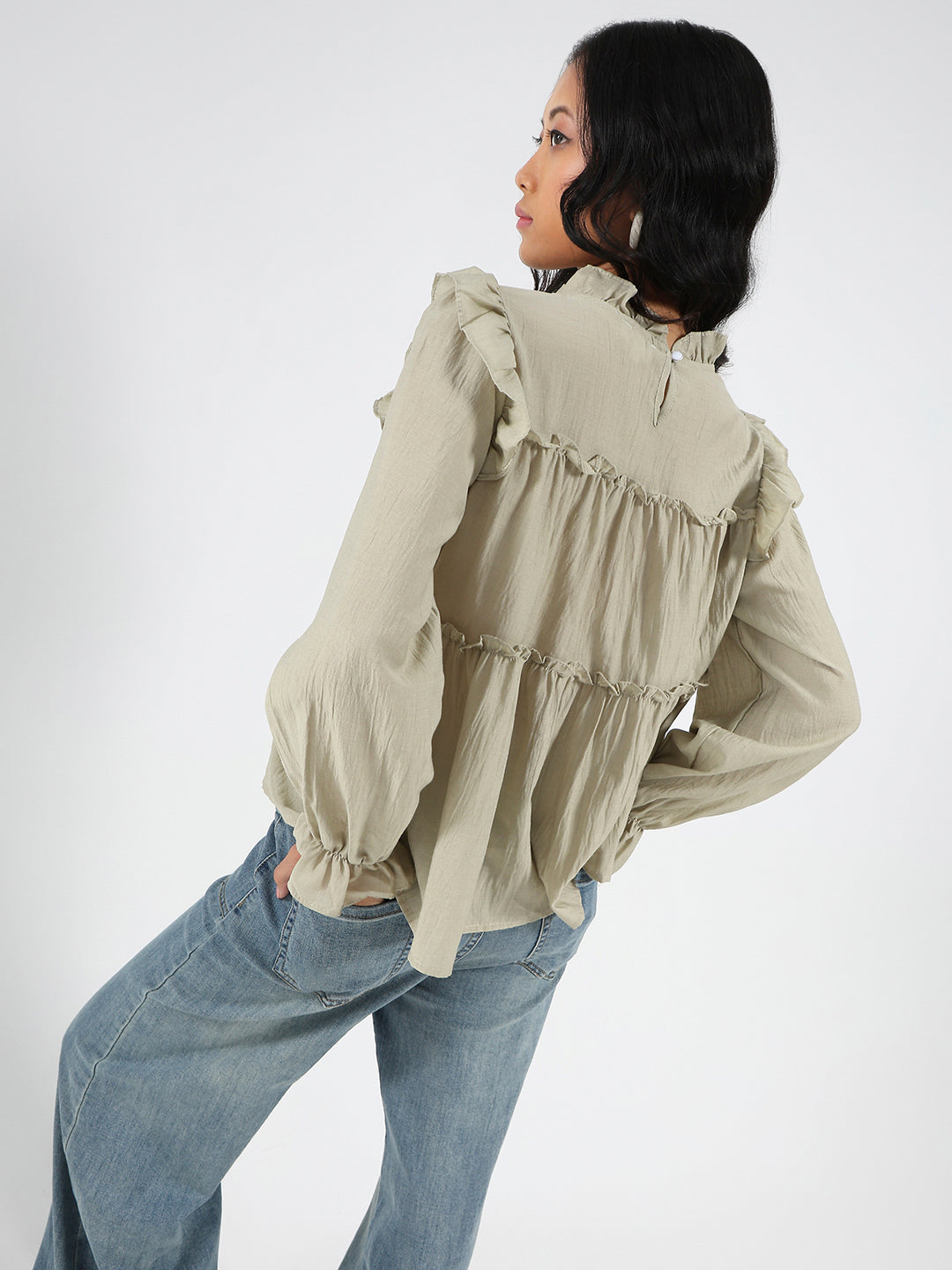 Pista Ruffled Tiered Long Sleeve Flowy Top