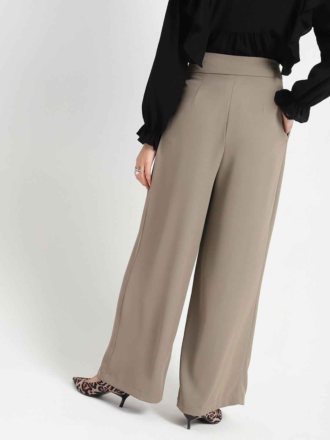 Korean High Rise Pleated Wide Leg Trouser