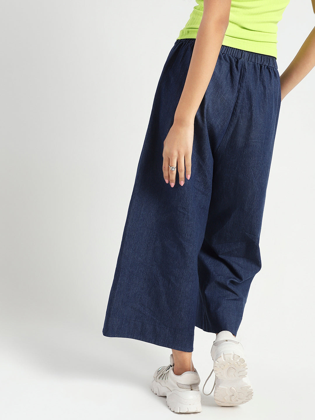 Wide Leg High Waist Crop Denim