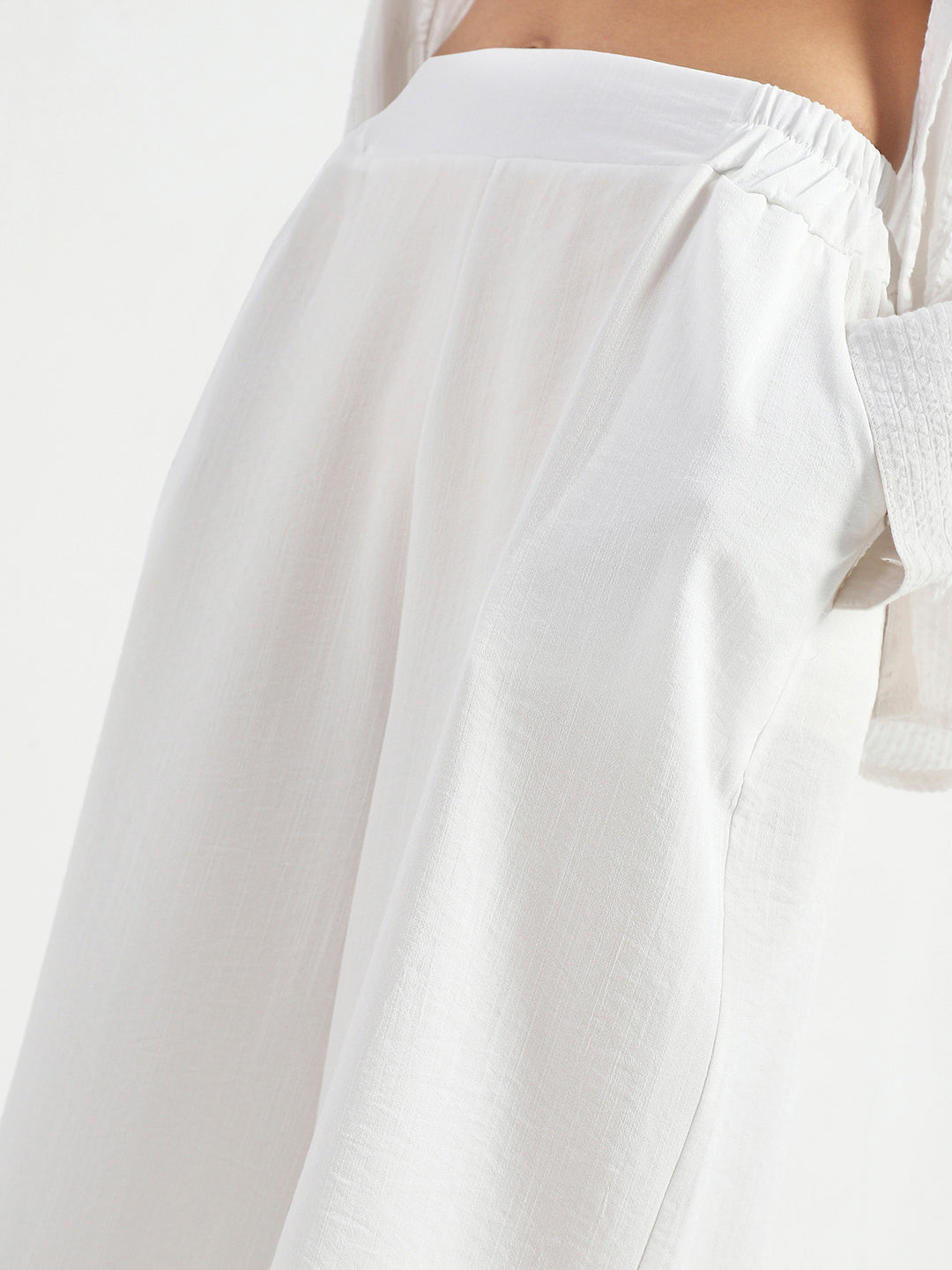 White Wide Leg High Waist Relaxed Fit Trouser