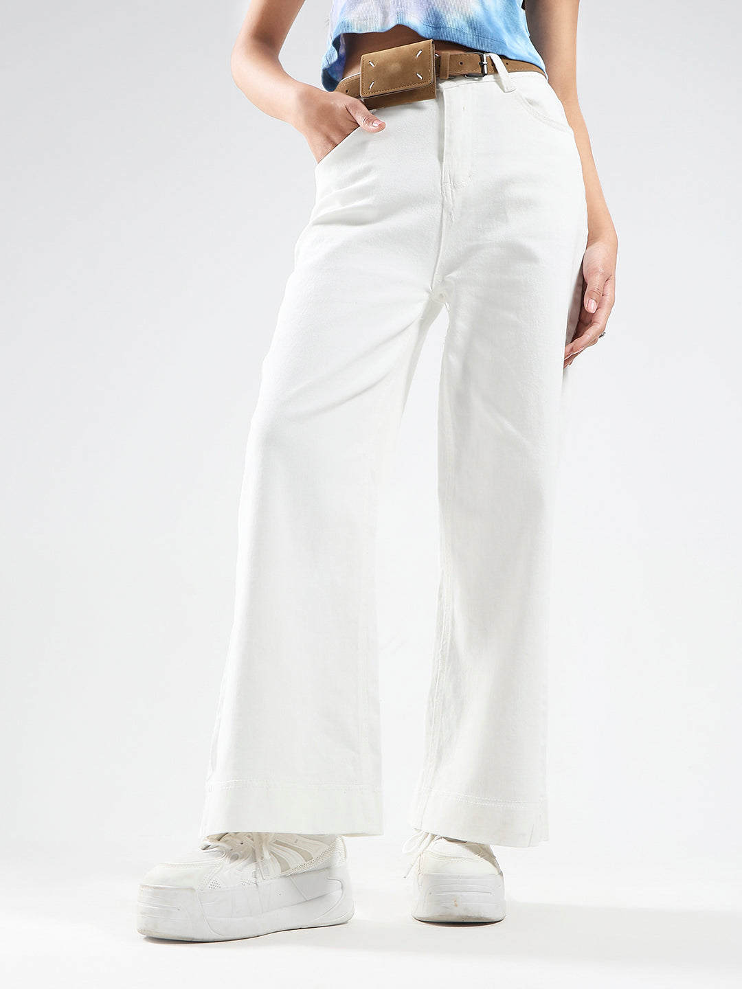 White High Waist Wide Leg Jeans