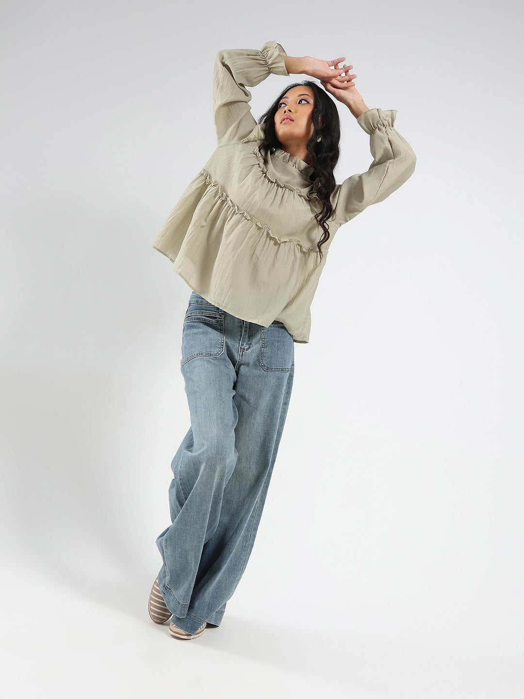 Pista Ruffled Tiered Long Sleeve Flowy Top