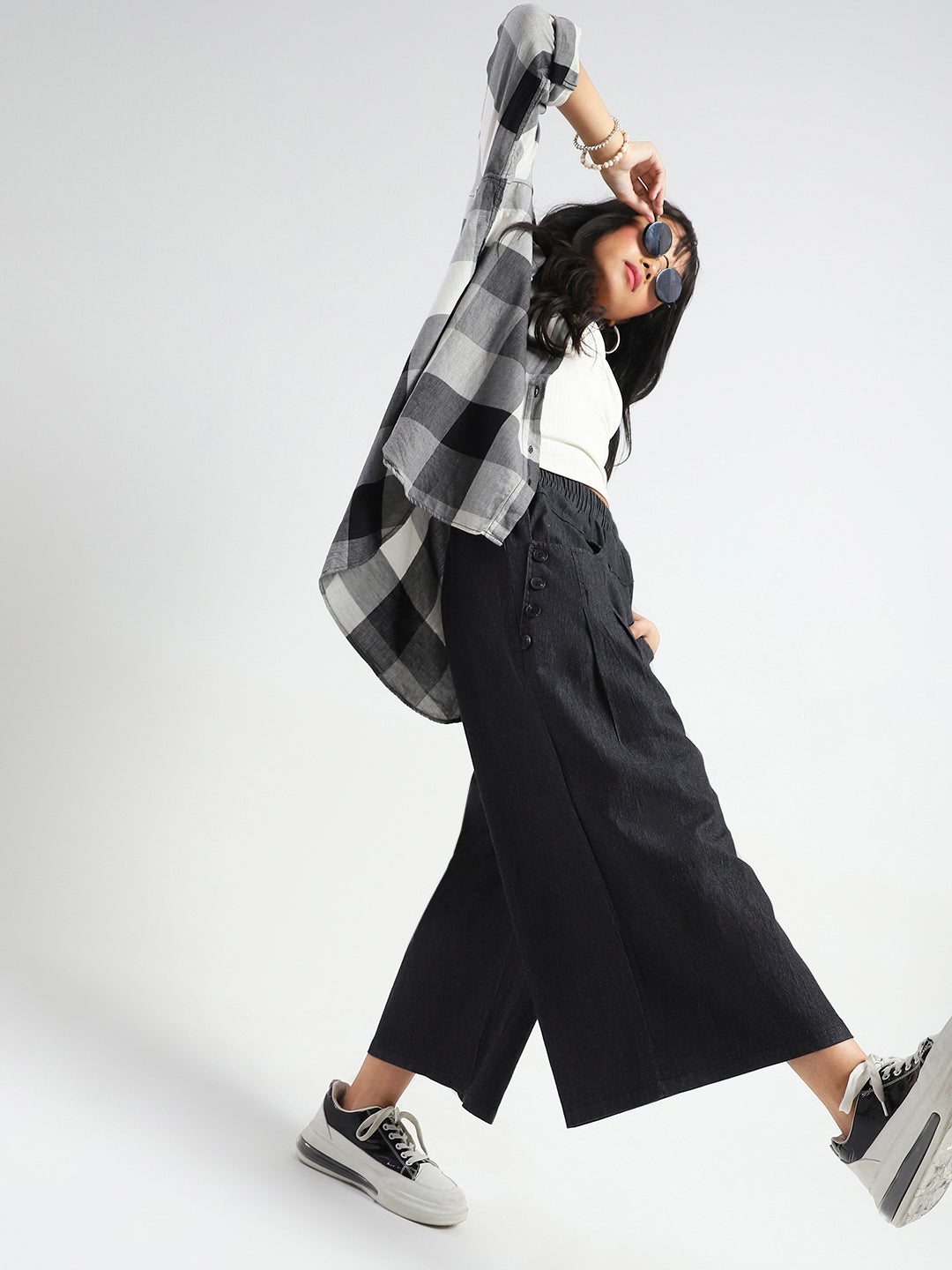 Wide Leg Button Pocket Denim