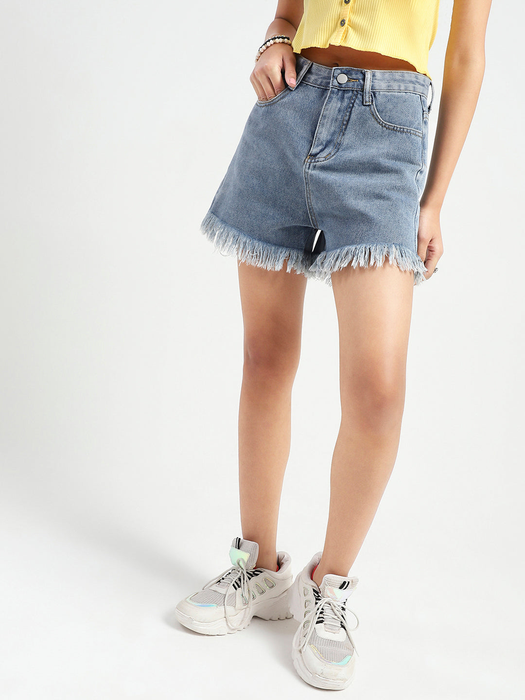 Frayed Hem Denim Shorts