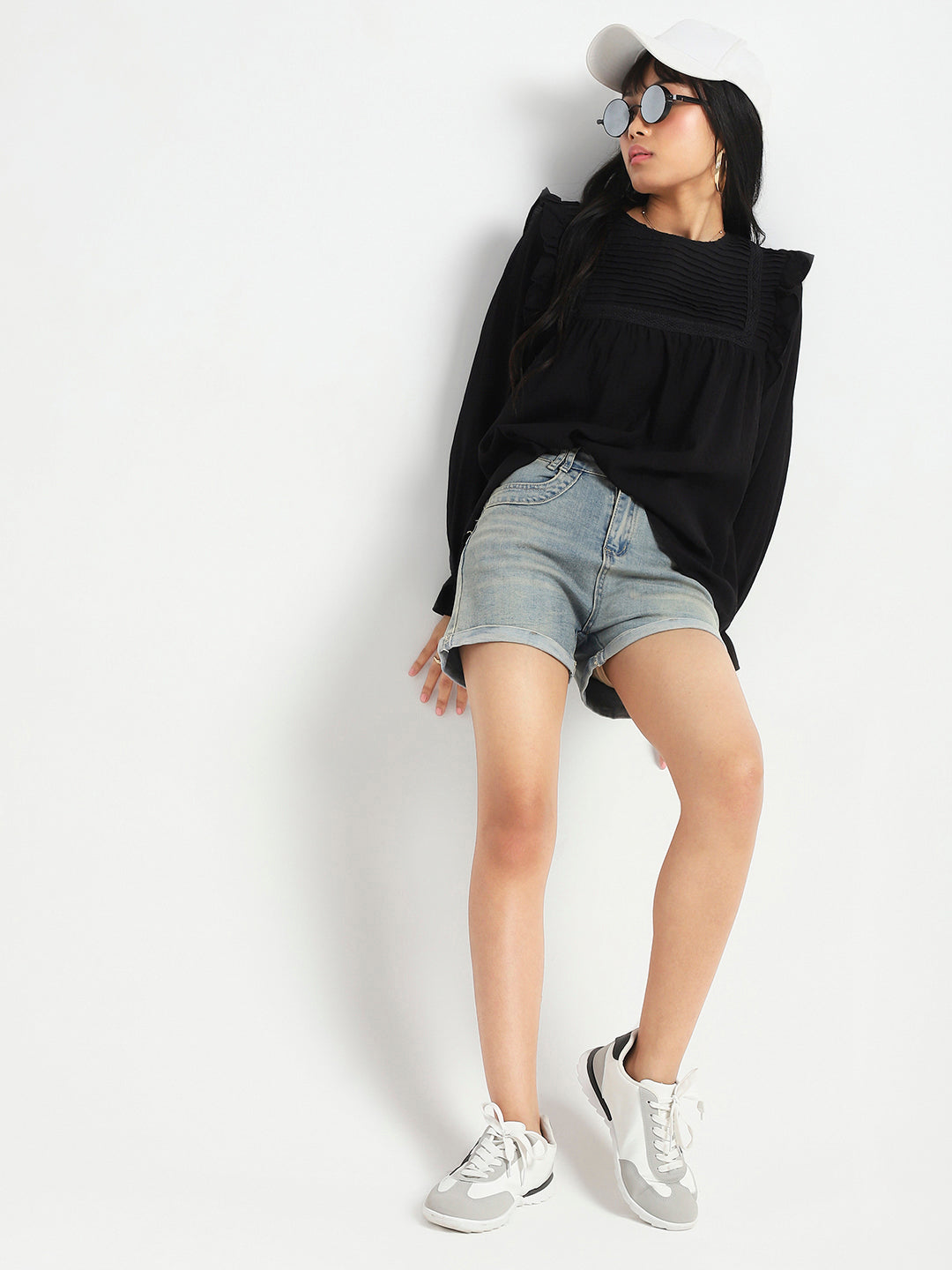 High Waist Vintage Look Denim Shorts