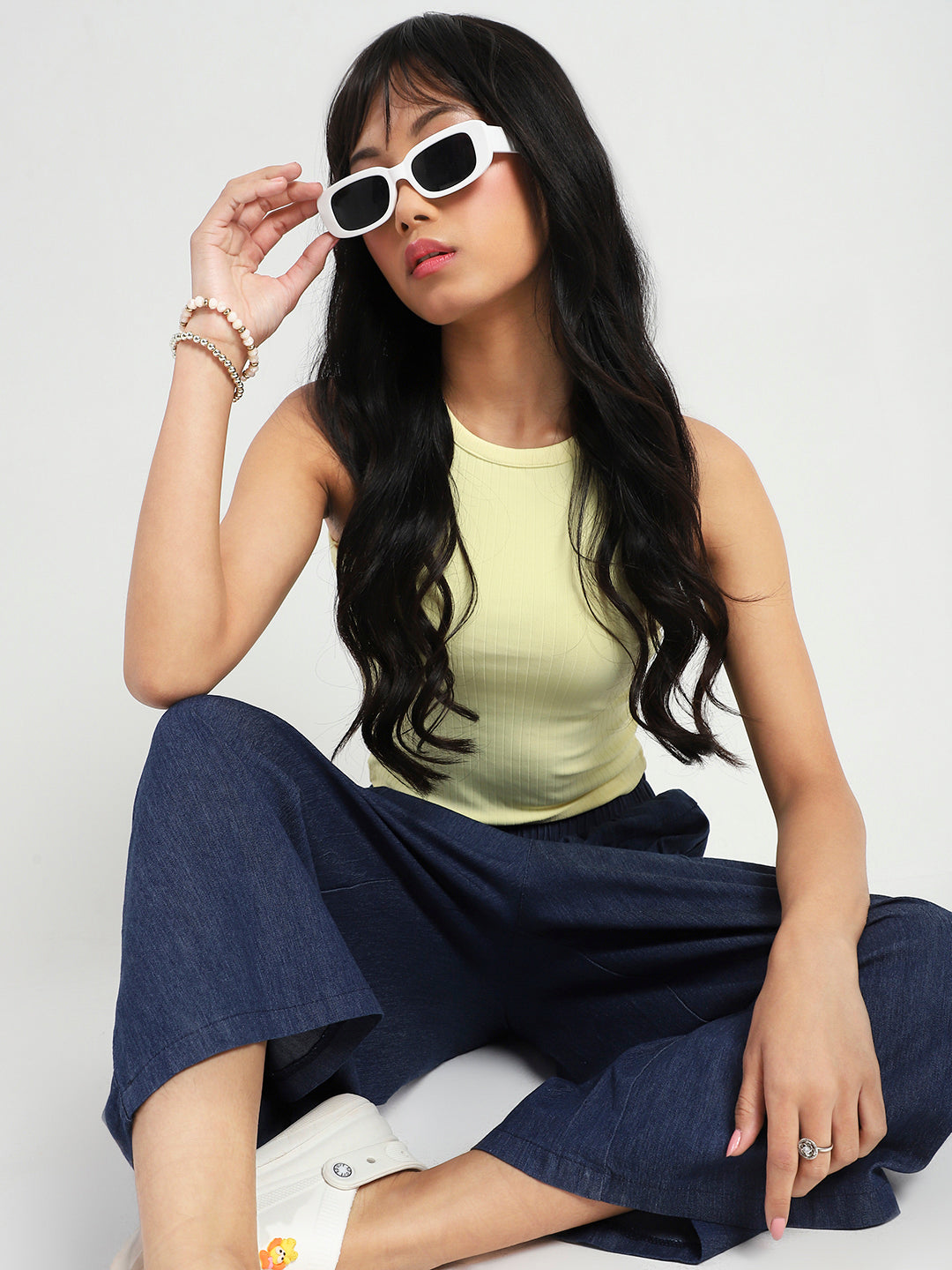 Wide Leg Button Pocket Denim