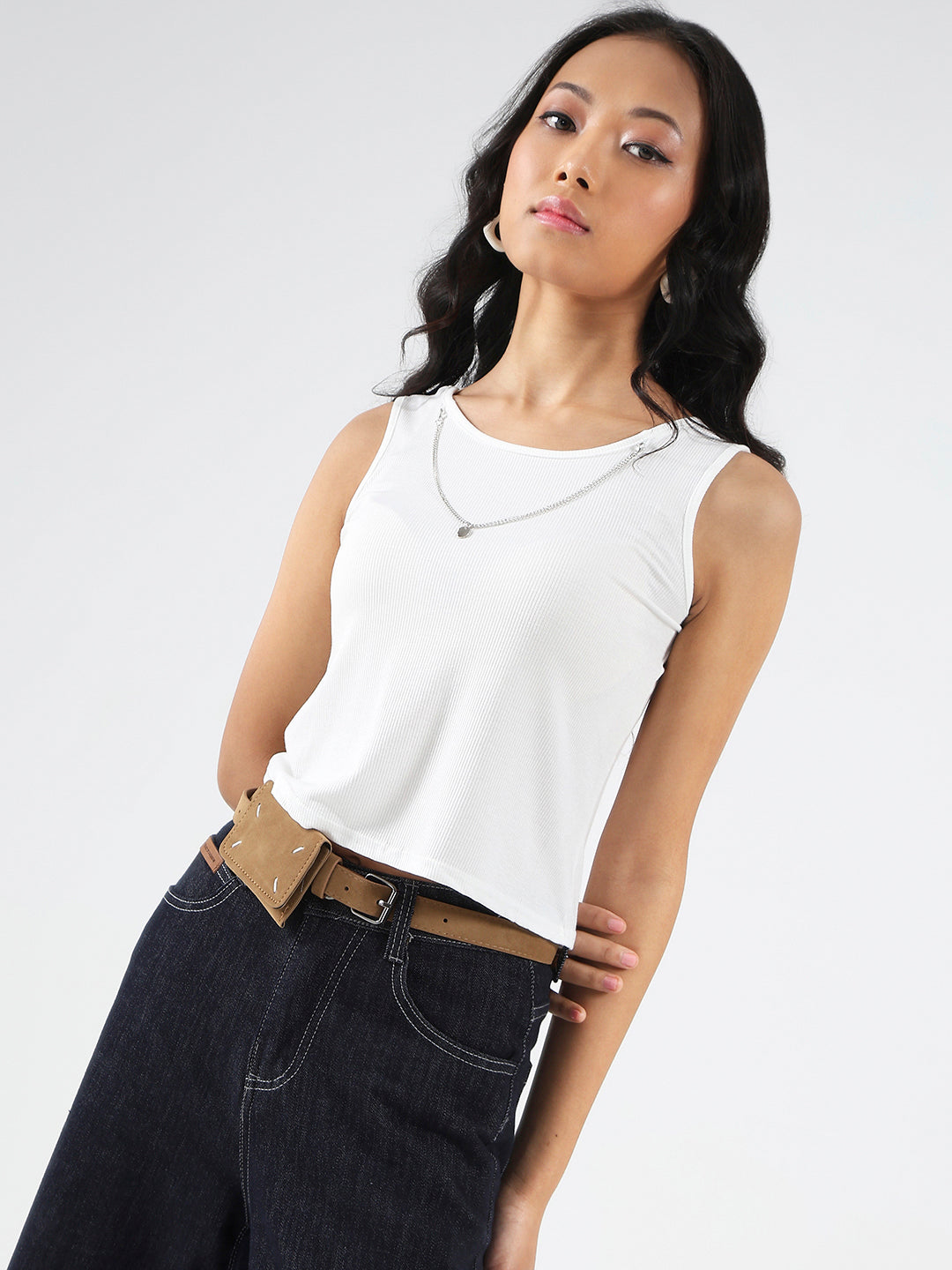 Blush Pink Striped  Oversized Top with inner tank top and necklace