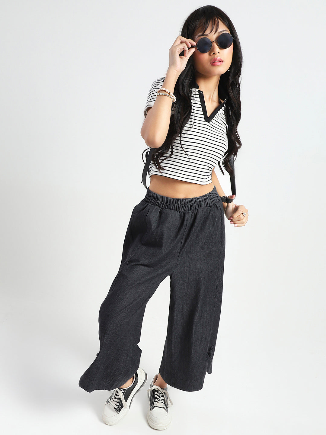 Wide Leg High Waist Crop Denim
