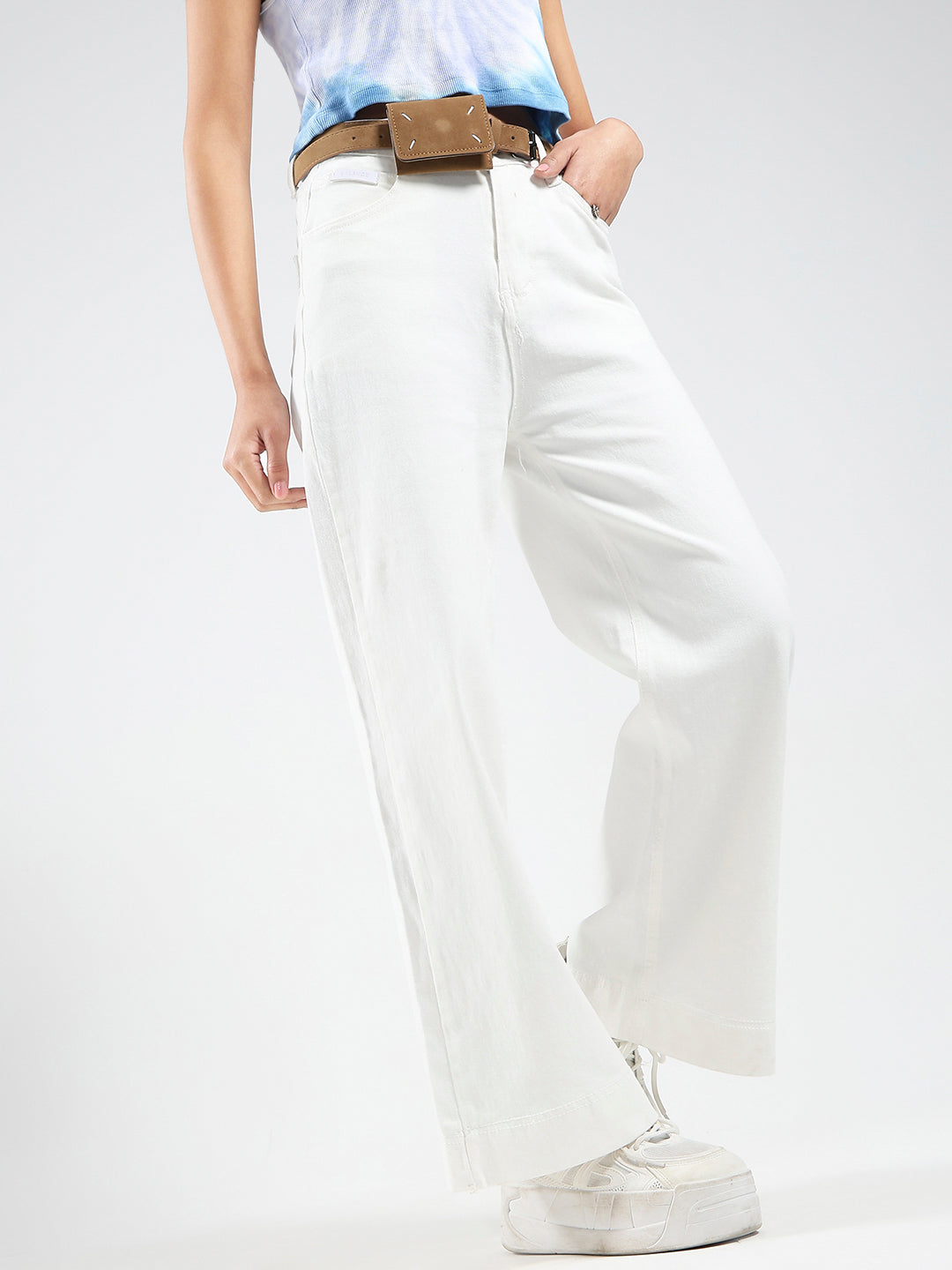 White High Waist Wide Leg Jeans