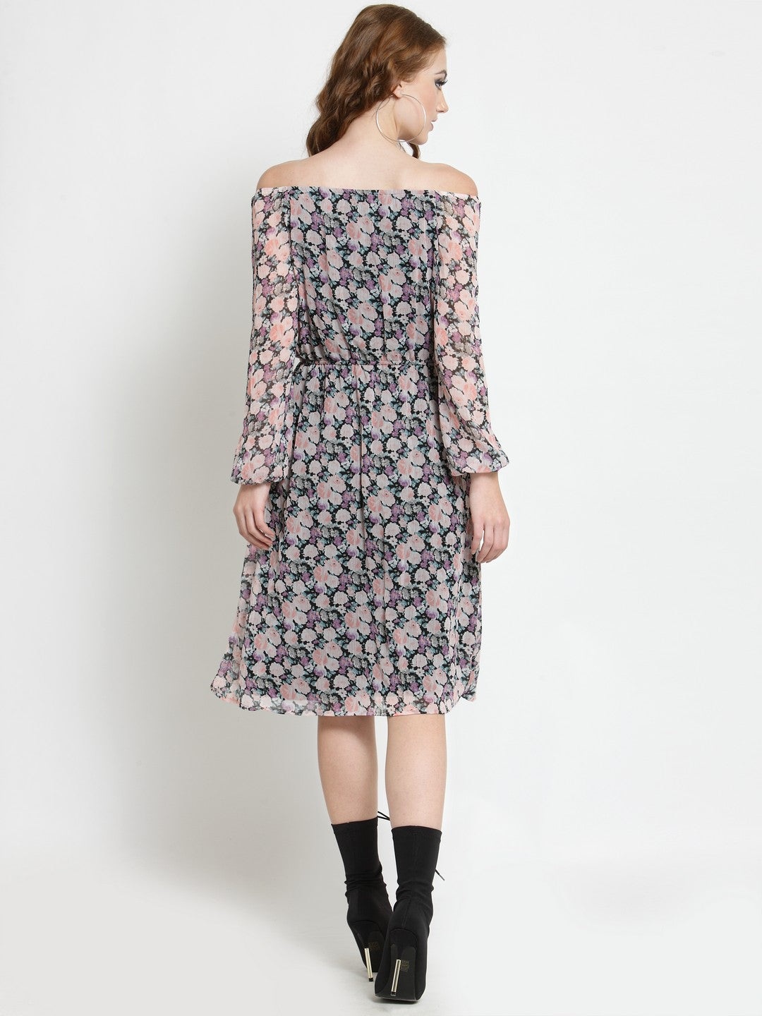 Flared Tie up neck dress