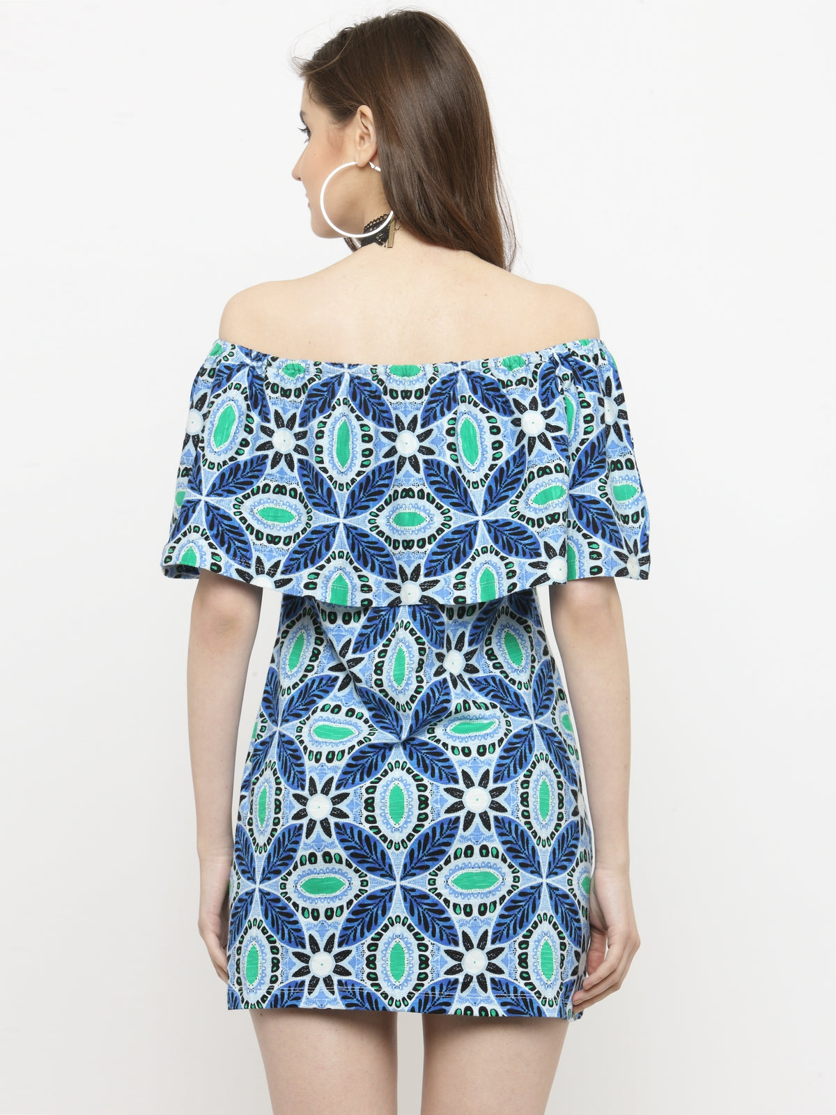 Blue off shoulder dress