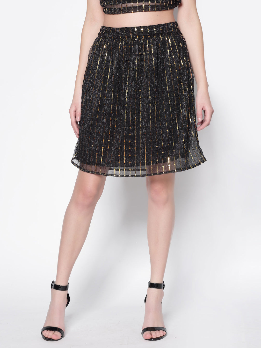 Black Embellished Mini Skirt