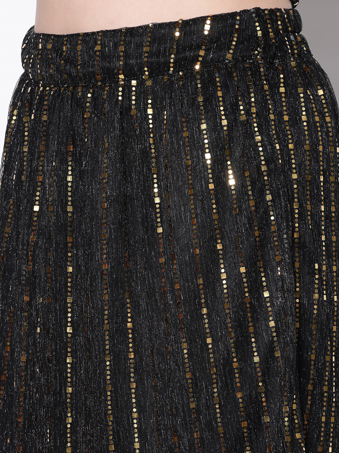 Black Embellished Mini Skirt