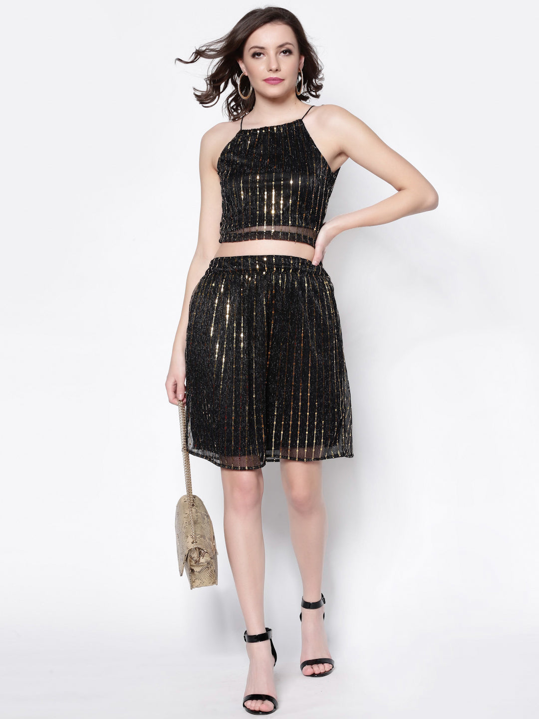 Black Embellished Mini Skirt
