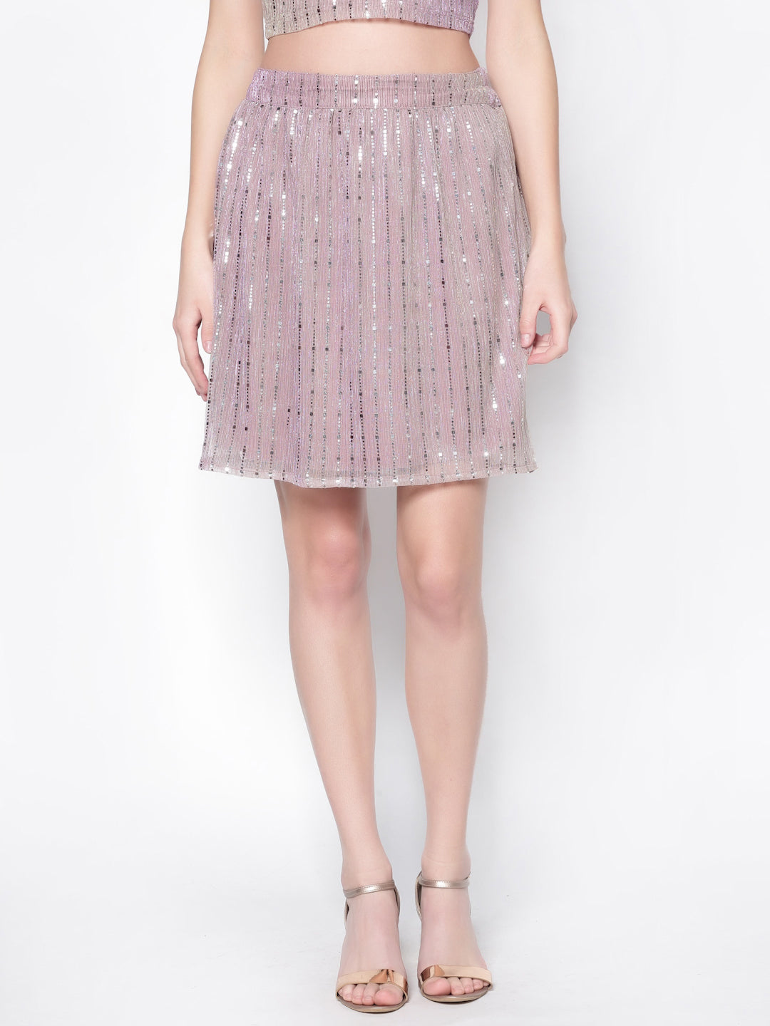 Pink Embellished Mini Skirt