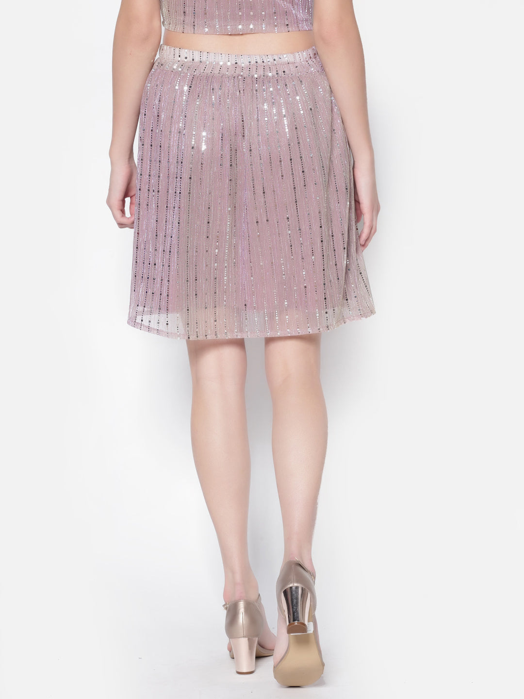 Pink Embellished Mini Skirt