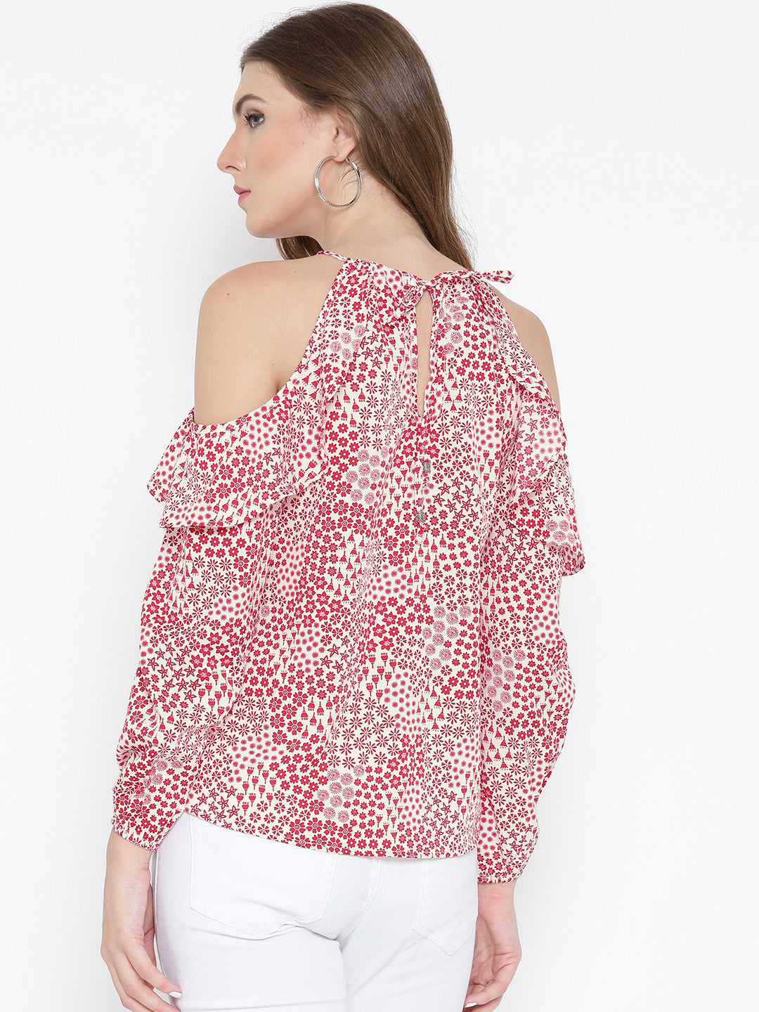 Ruffle Cold Shoulder Top