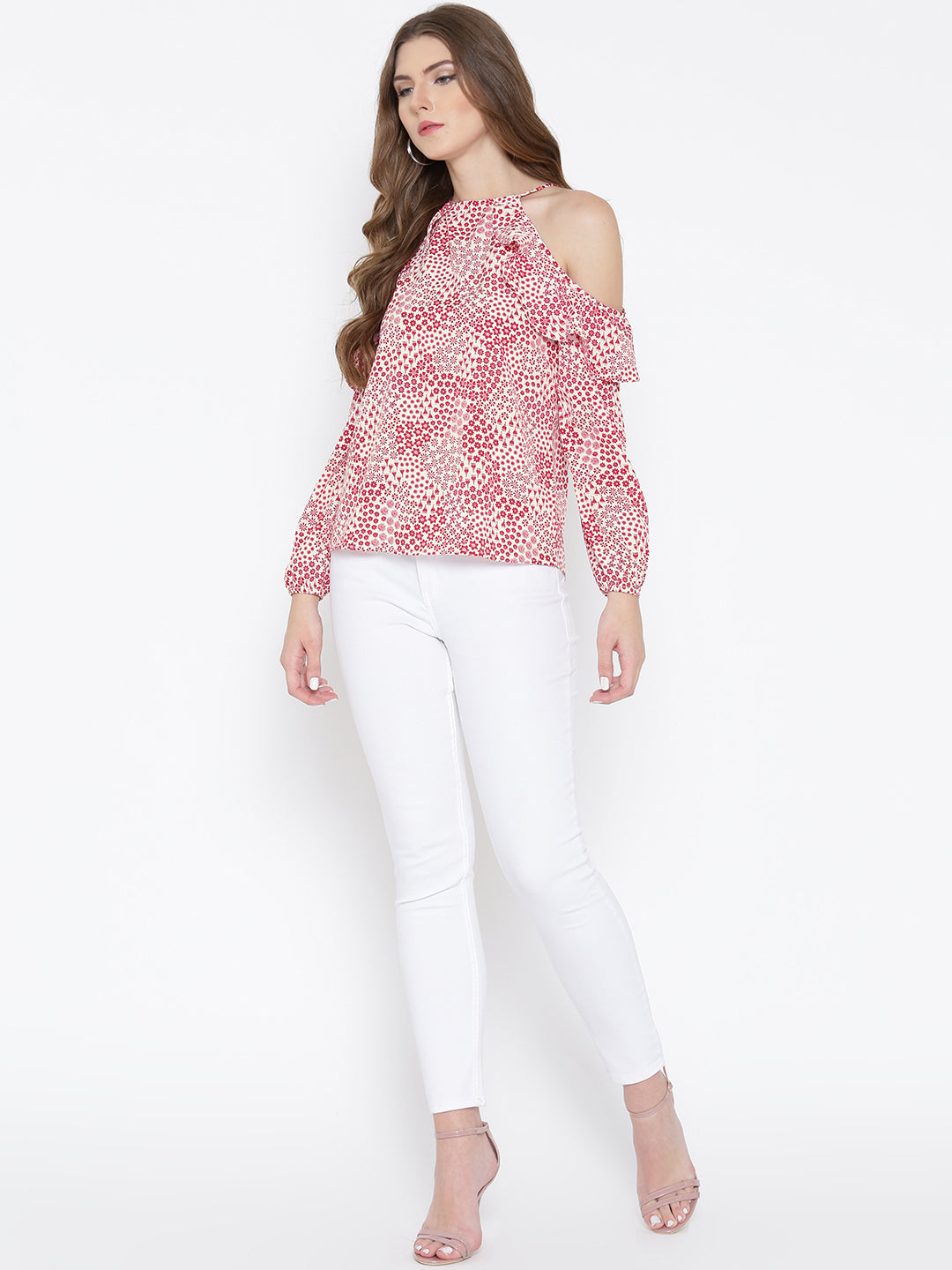 Ruffle Cold Shoulder Top