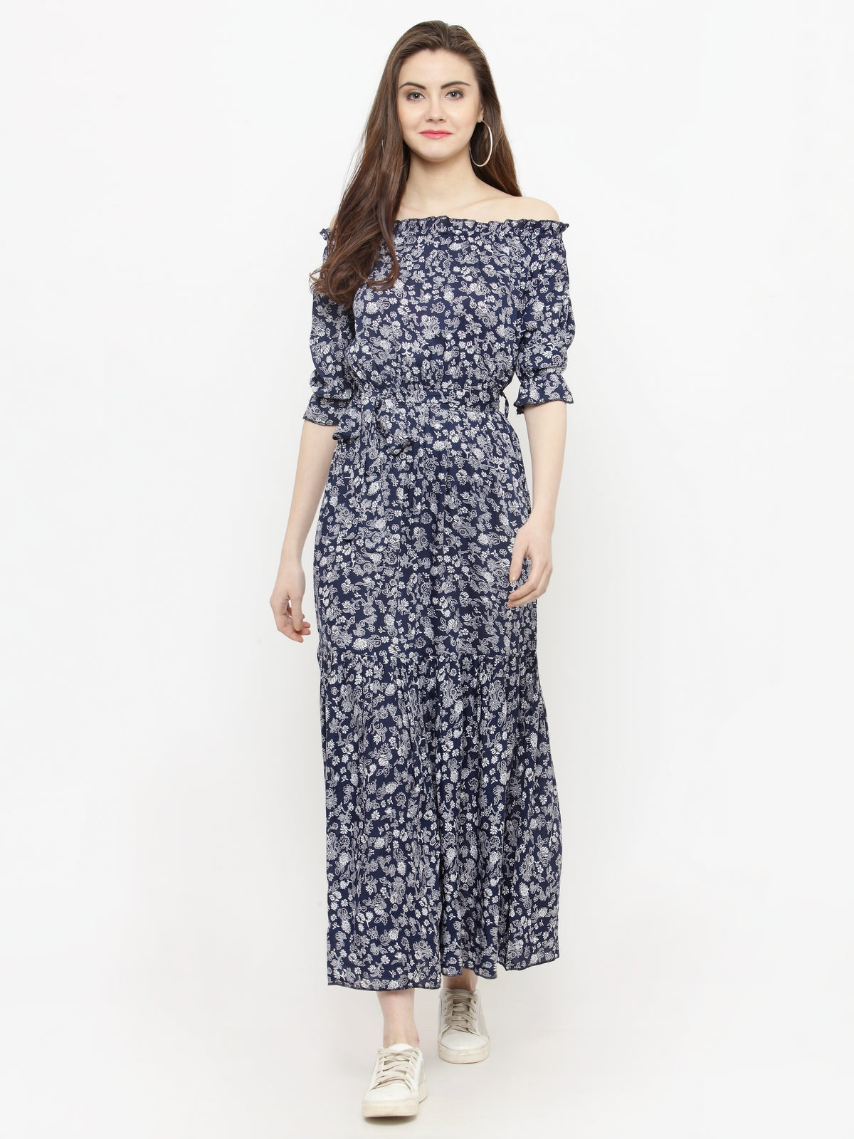 Blue off shoulder dress