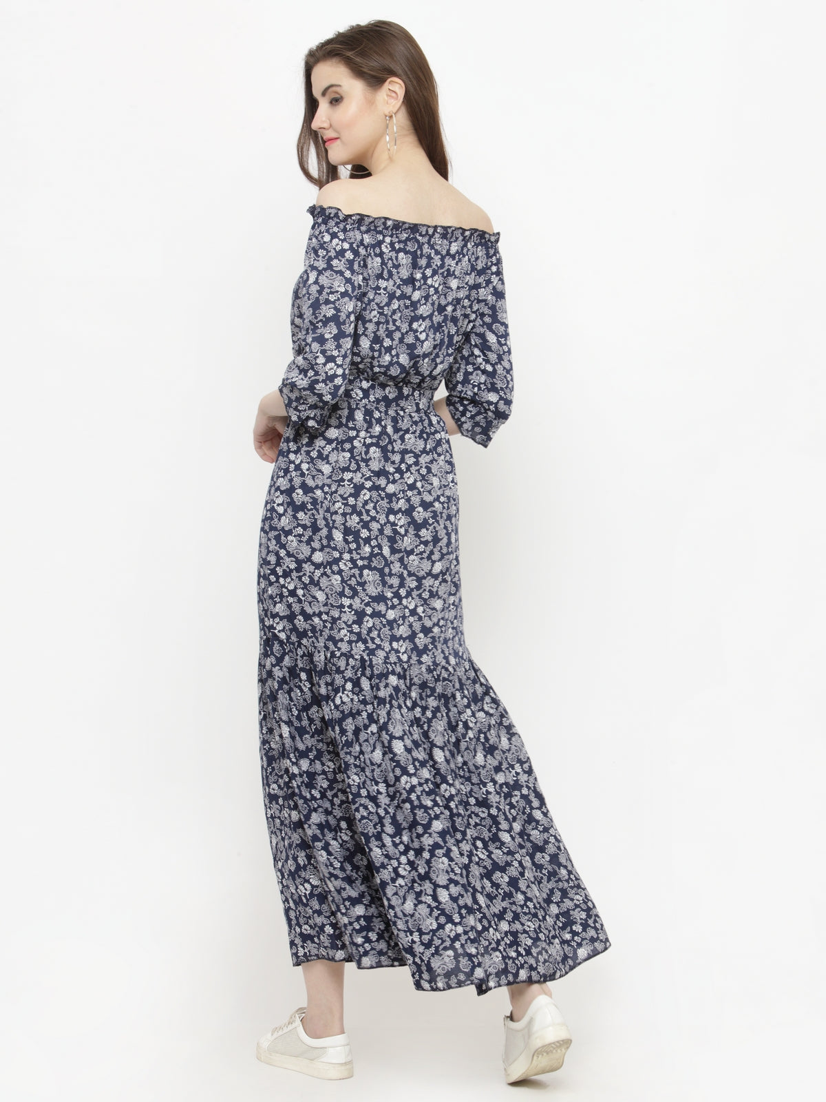 Blue off shoulder dress