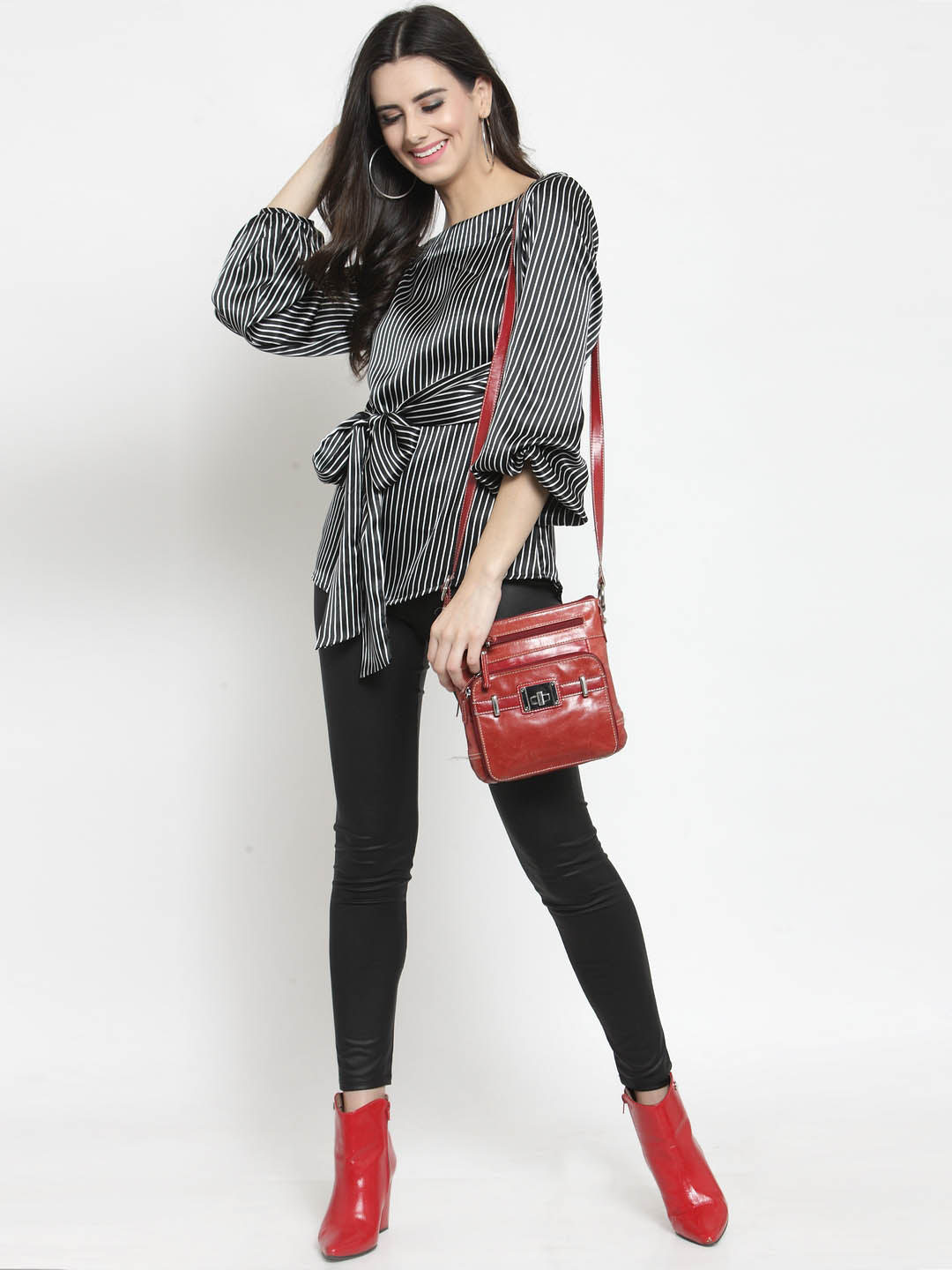 Striped Front Knot Top