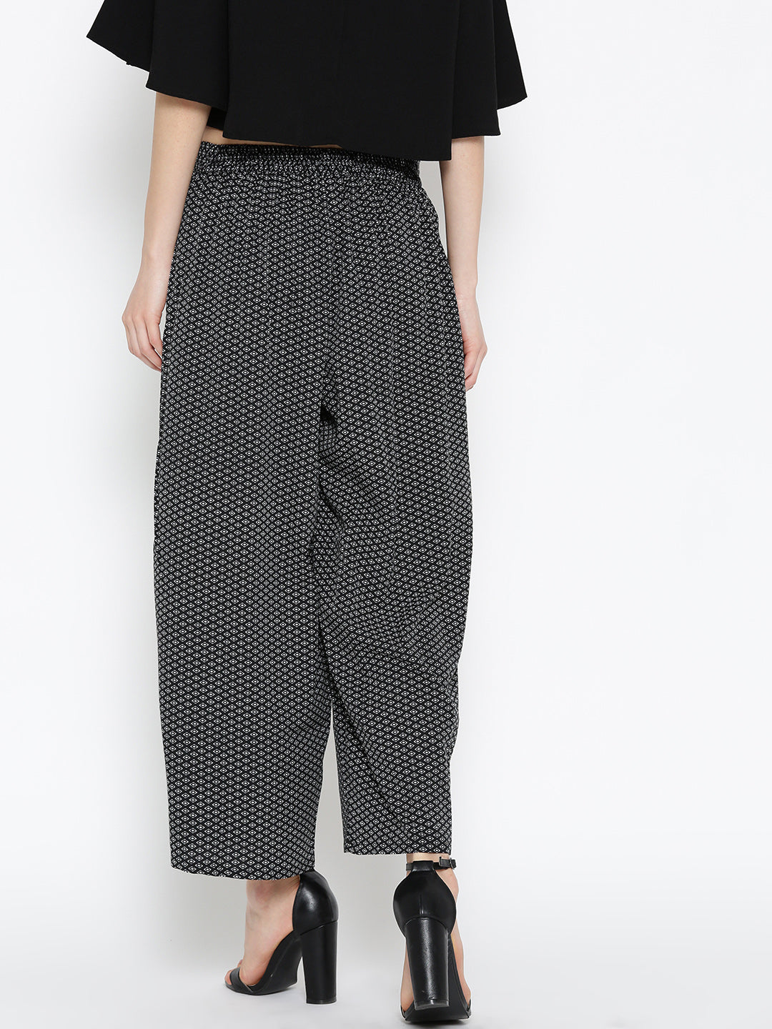 Black Flared Printed Palazzos