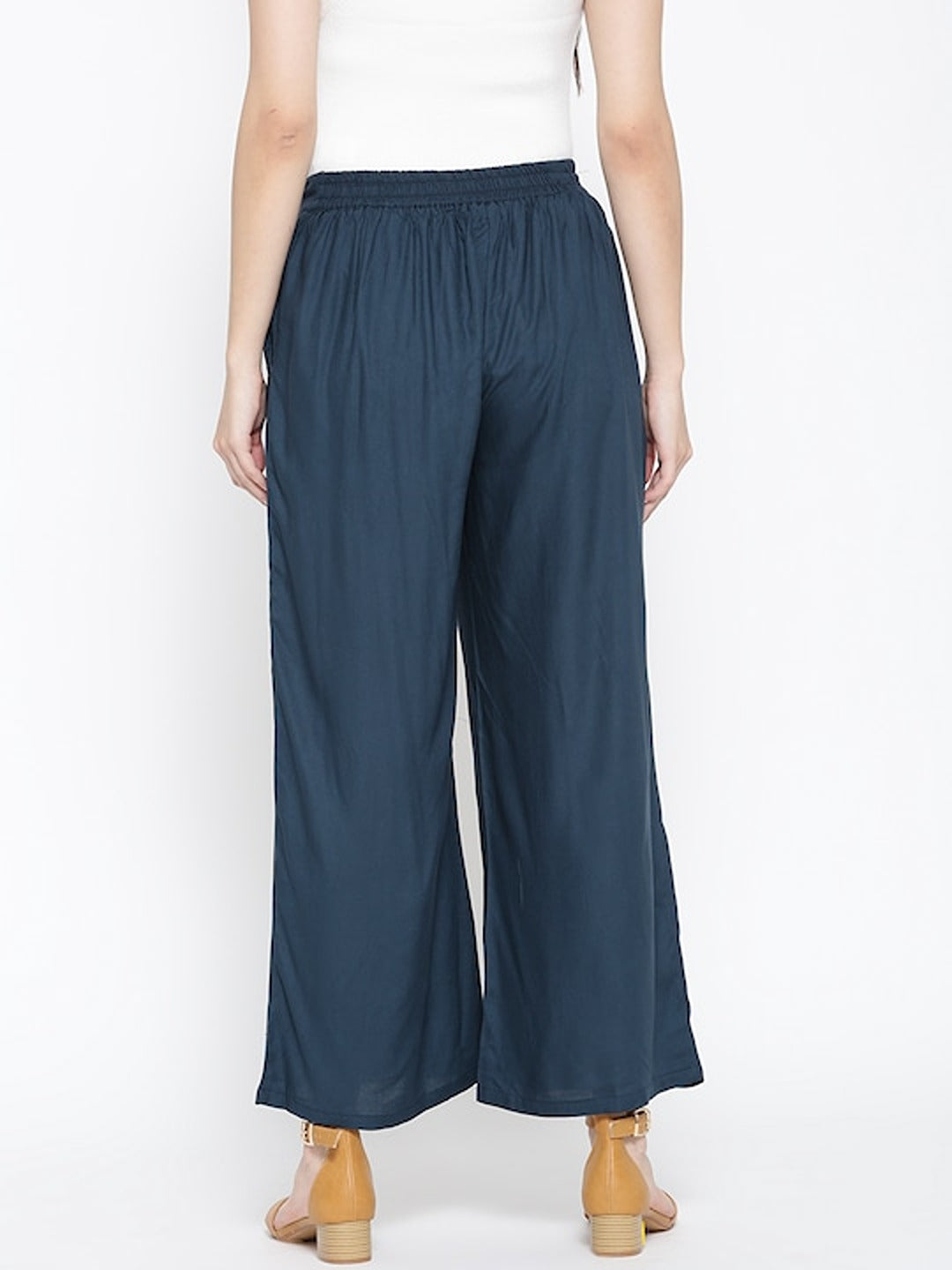 Navy Blue Flared Palazzos