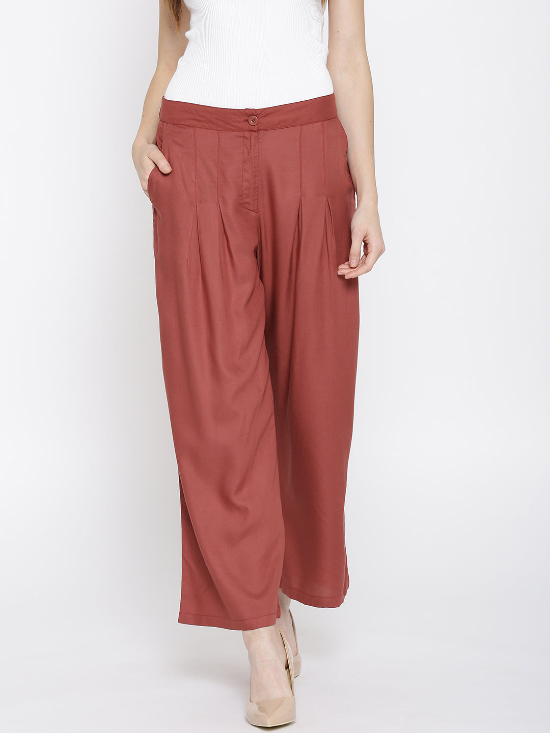Rust Wide Leg Palazzos