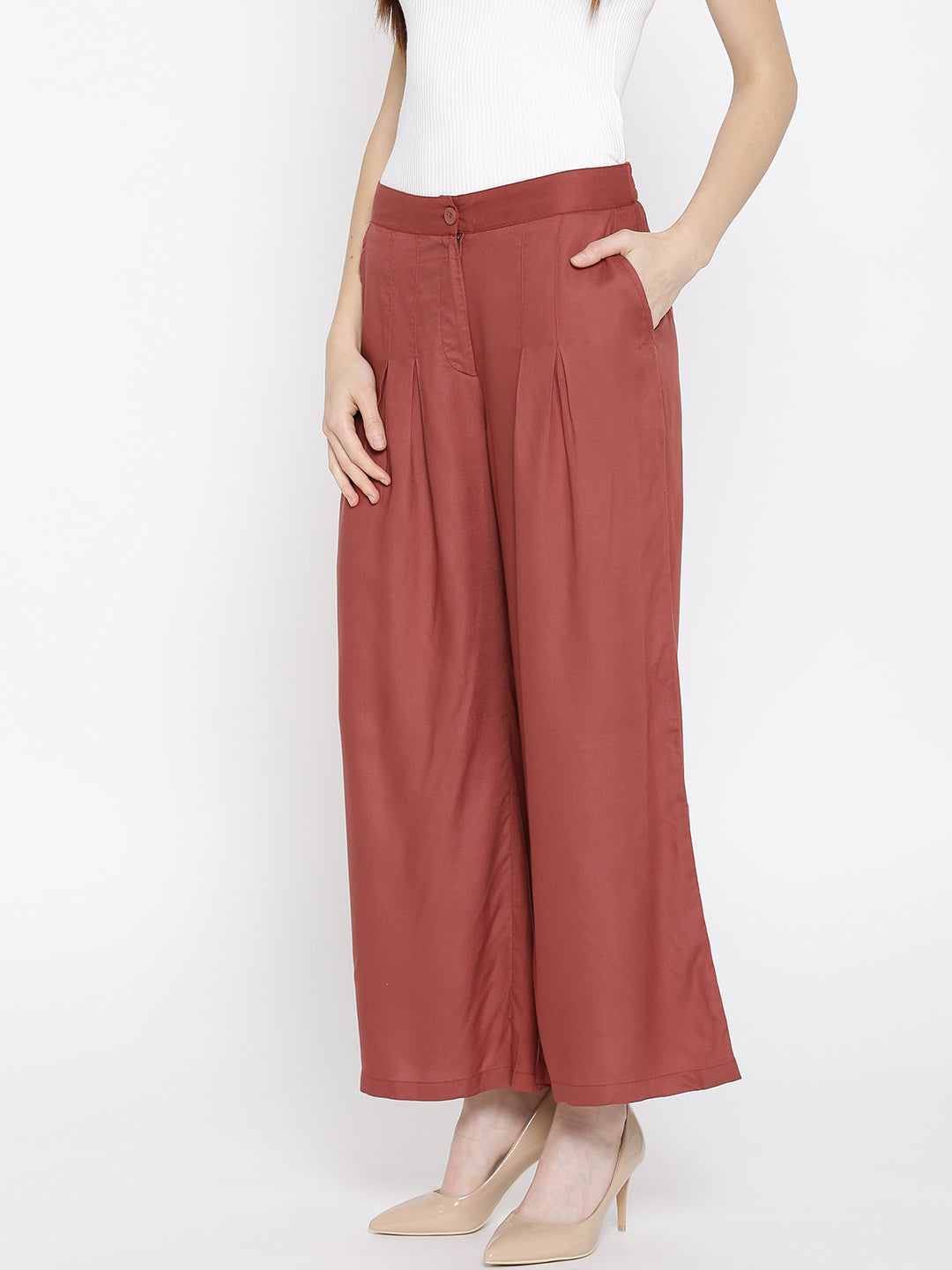 Rust Wide Leg Palazzos