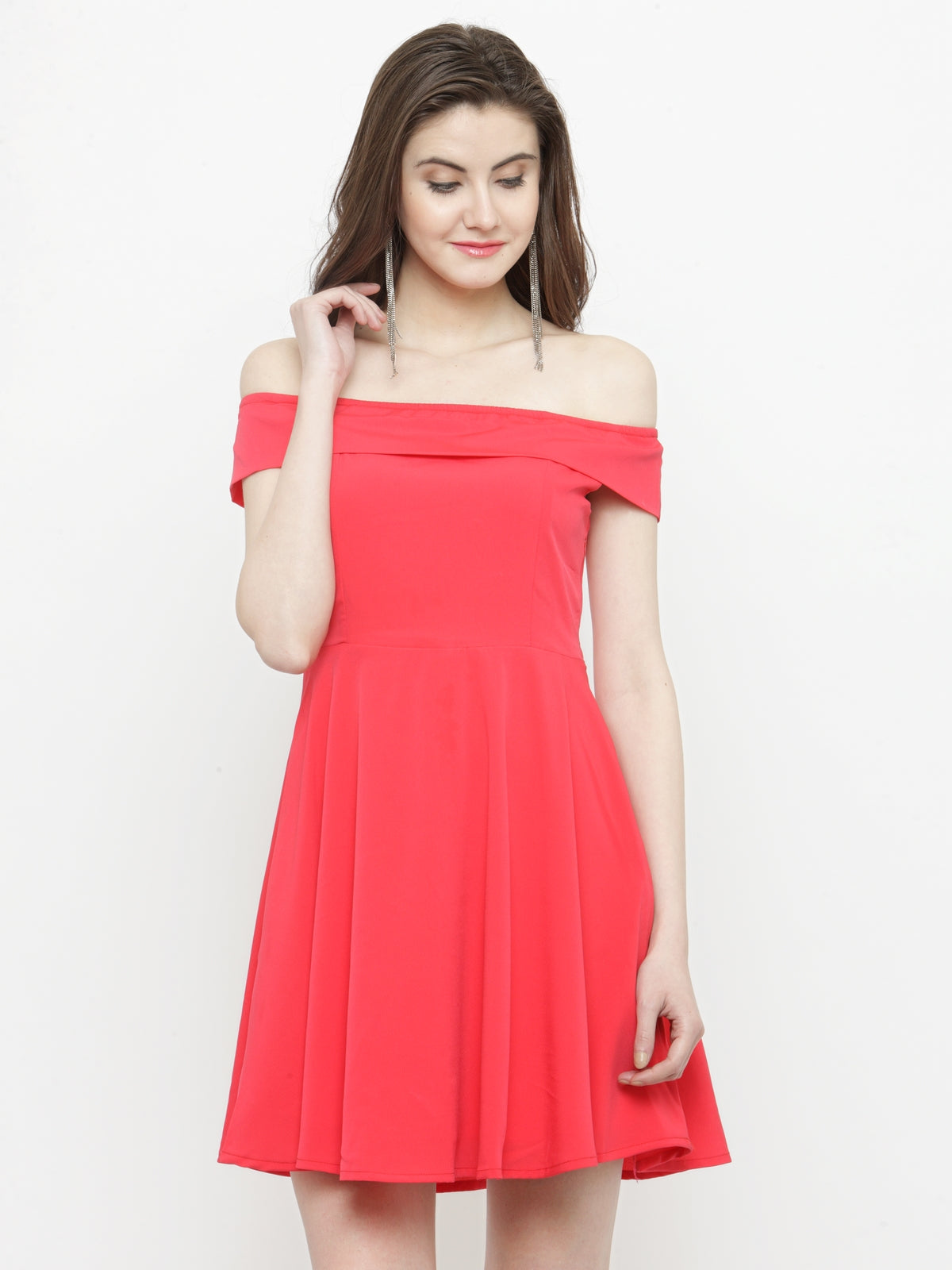 Solid Peach fit & Flear dress