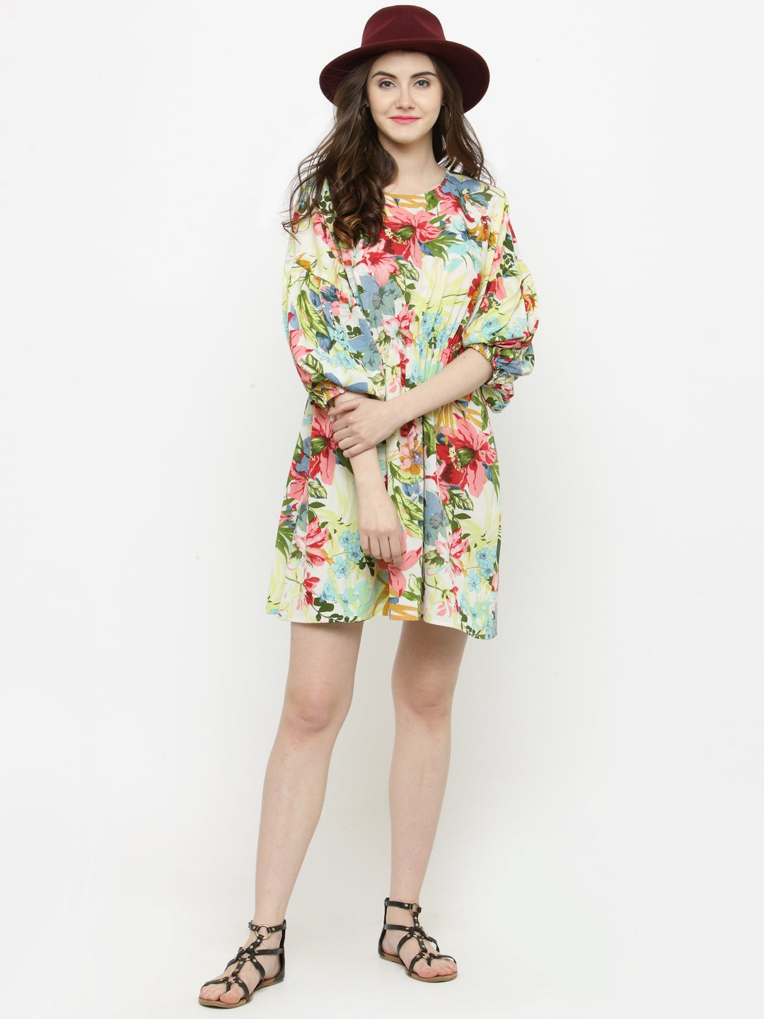 White Printed A-Line Dress