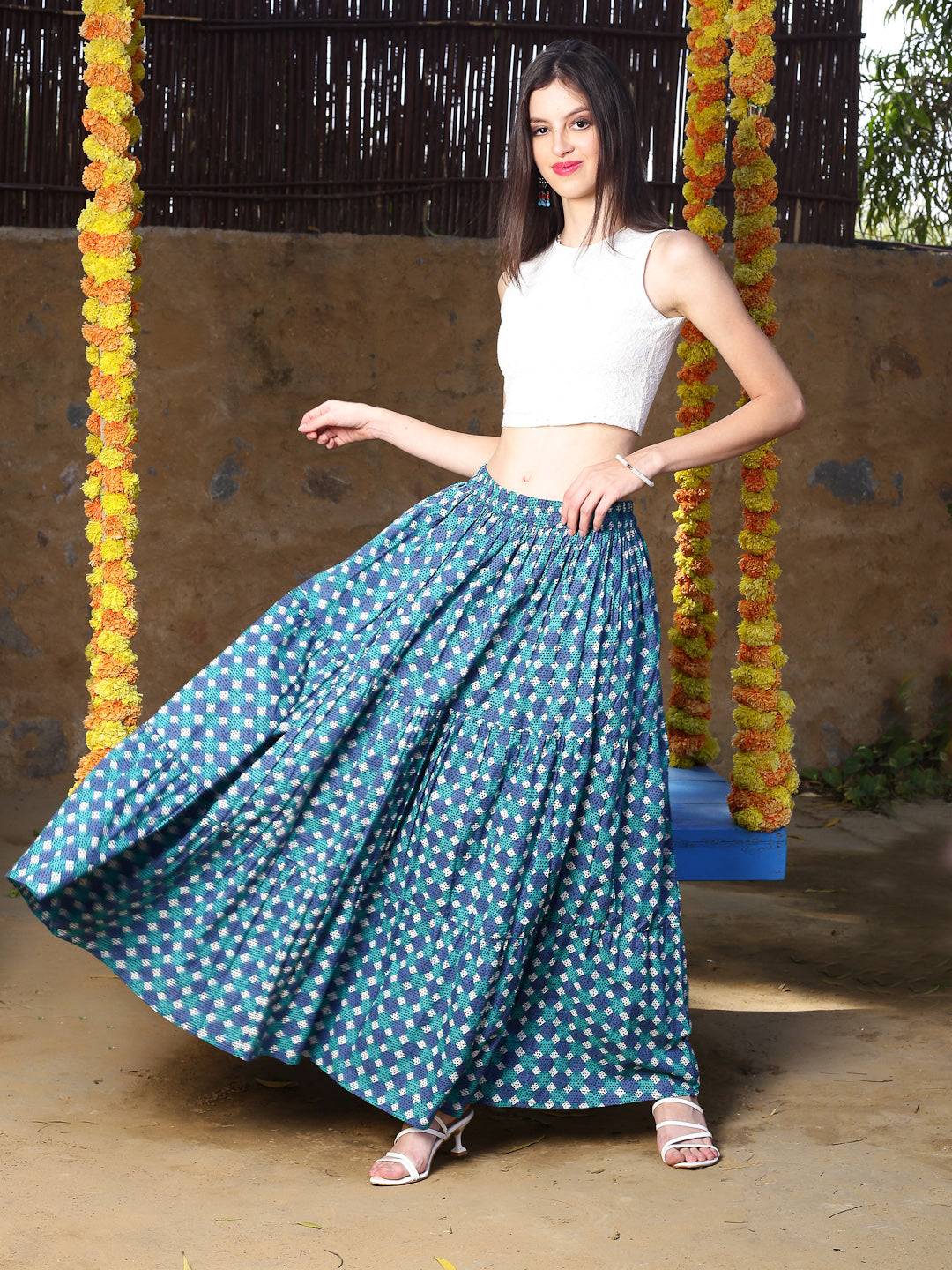 Blue Print maxi Skirt