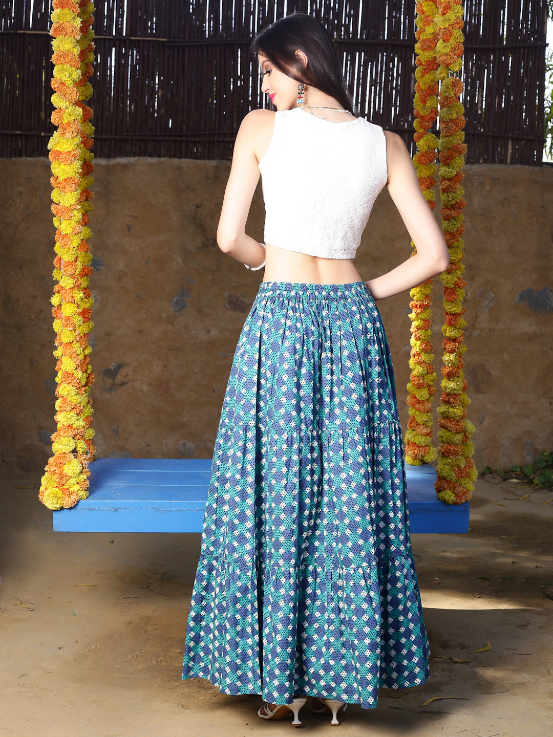 Blue Print maxi Skirt