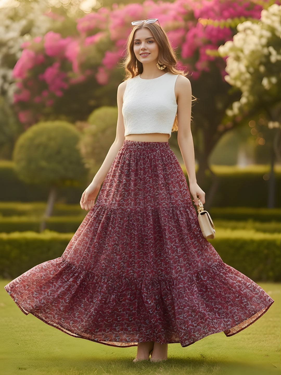Pure Cotton Tiered Maxi Skirt