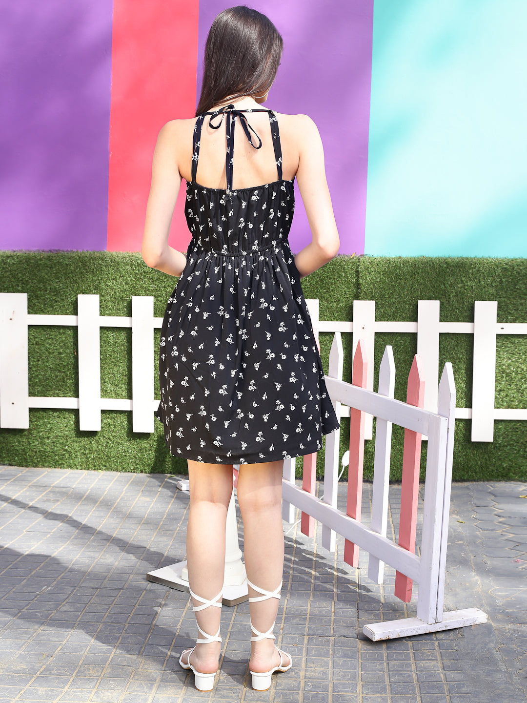 Black floral Mini Dress