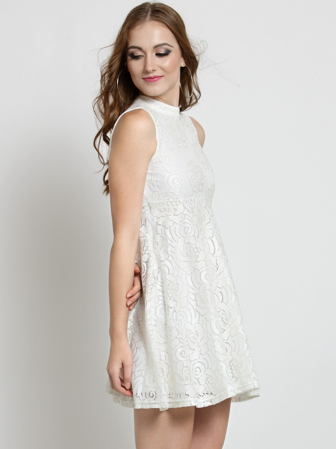 Lace fit and flare dress