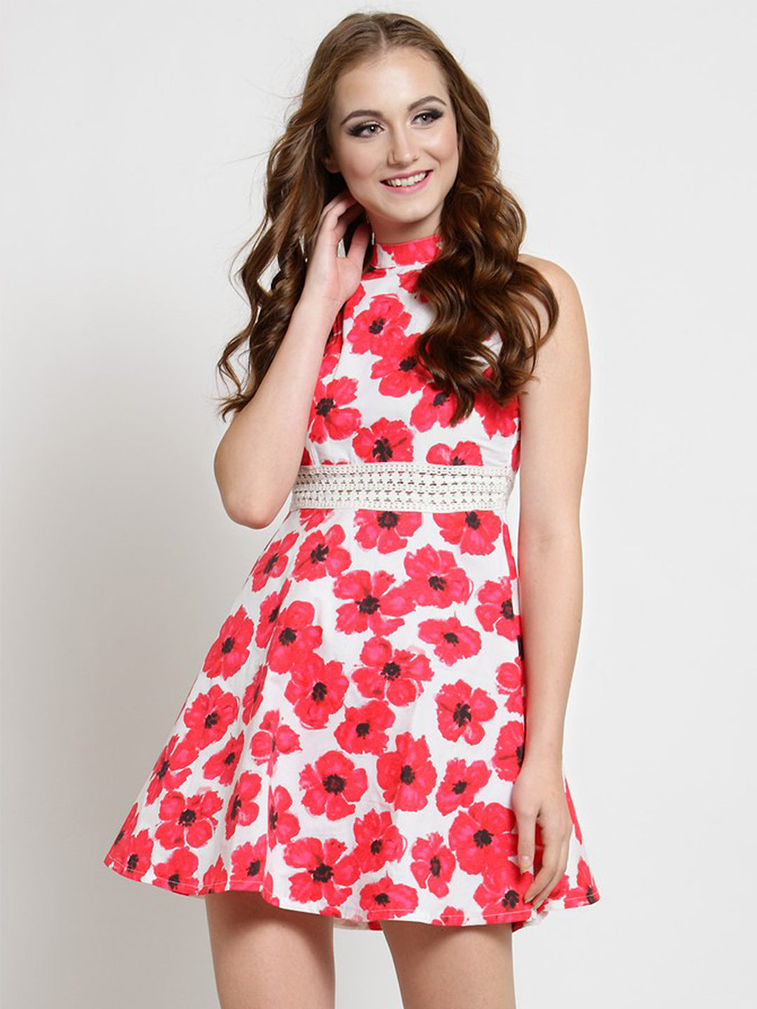 A-line White Lace Trim Dress