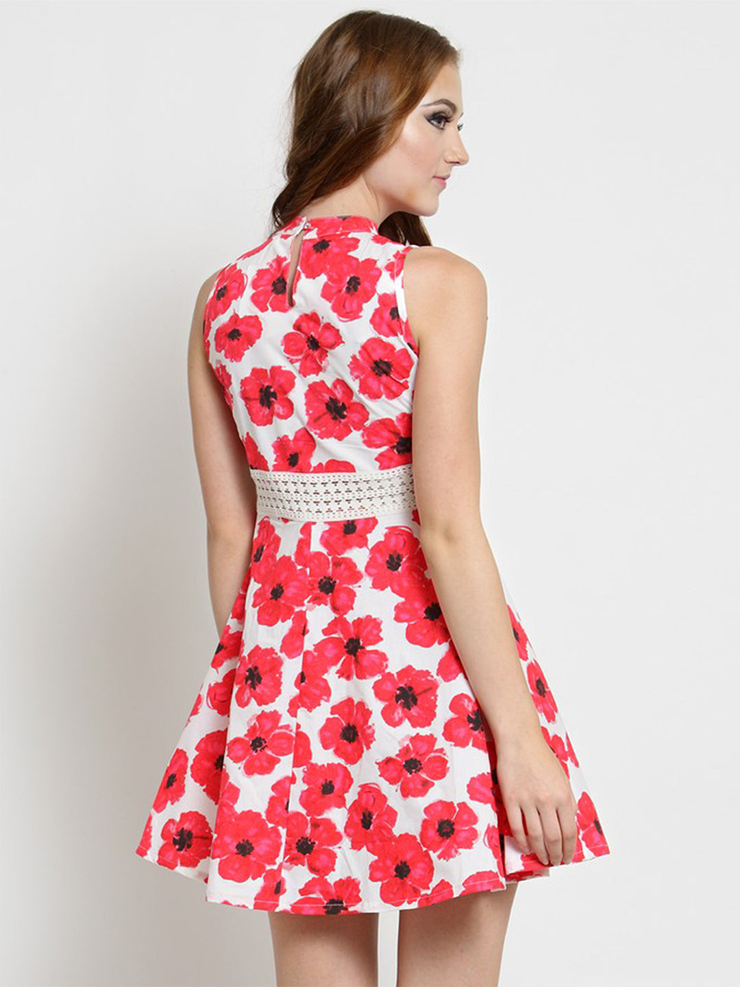 A-line White Lace Trim Dress