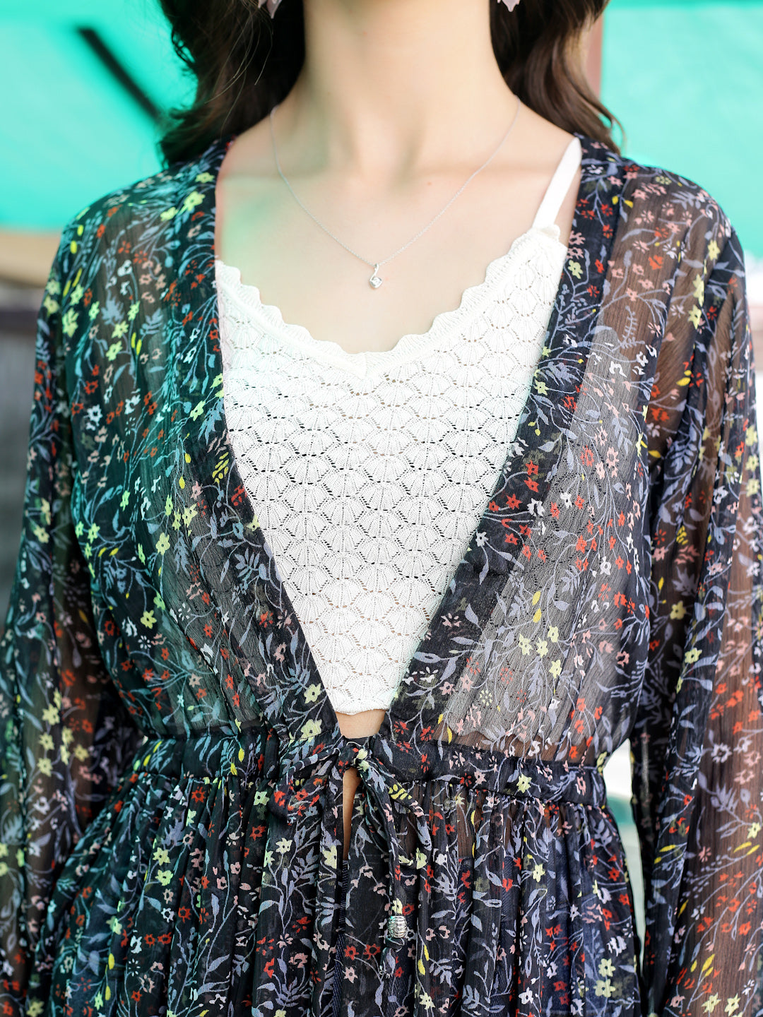 Floral tie up shrug