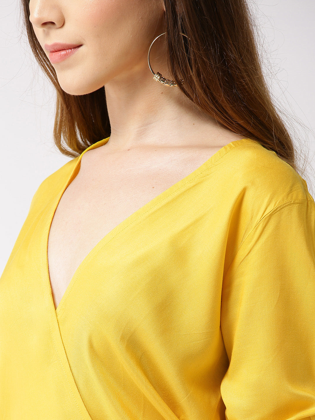 Yellow Sold Front Tie-up Top