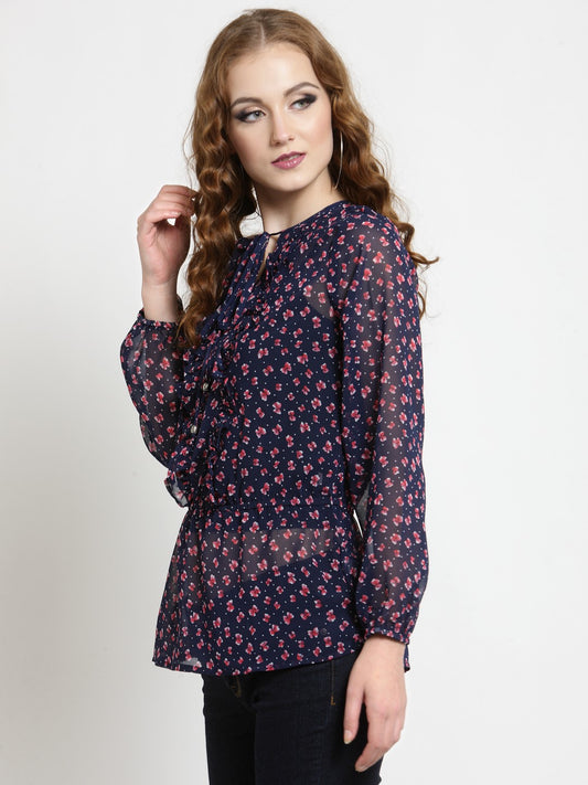 Neck Tie up Ruffle Top