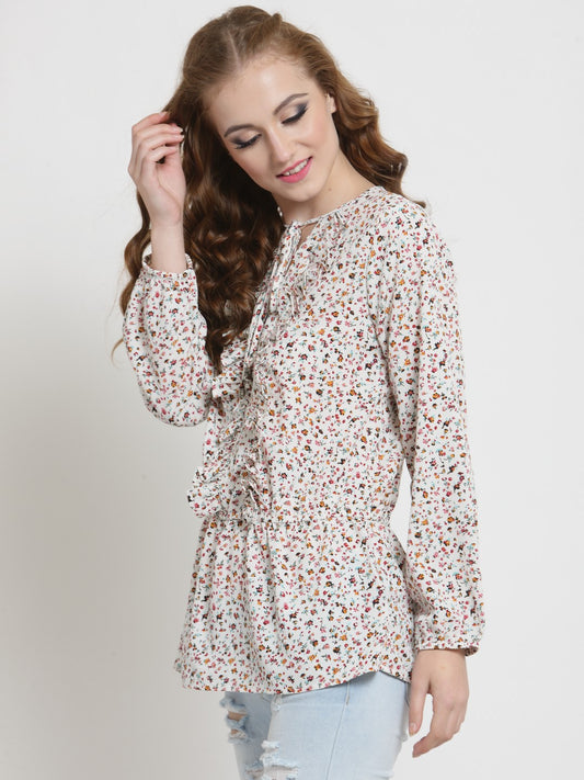 Neck Tie up Ruffle Top